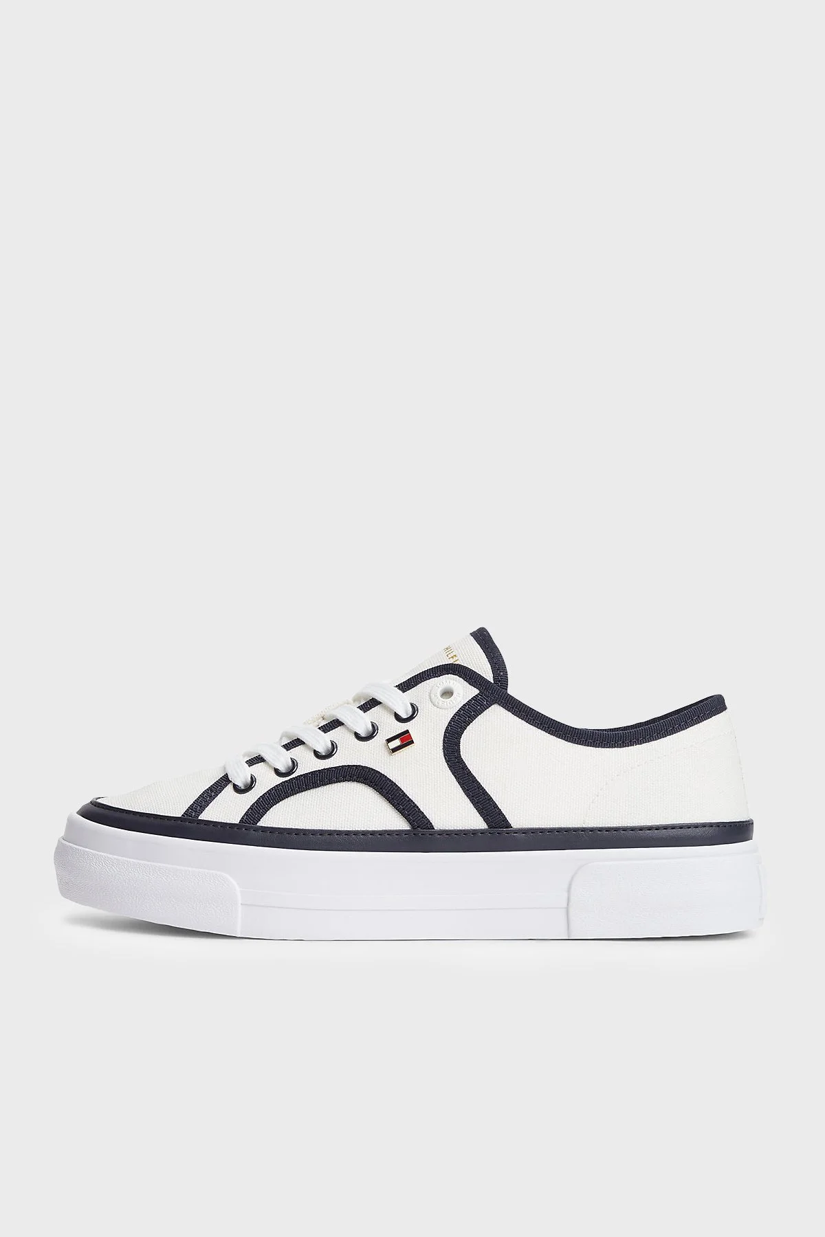 Tommy Hilfiger Platform Kanvas Sneaker Kadın Ayakkabı FW0FW09394 0G7 Ekru - 5