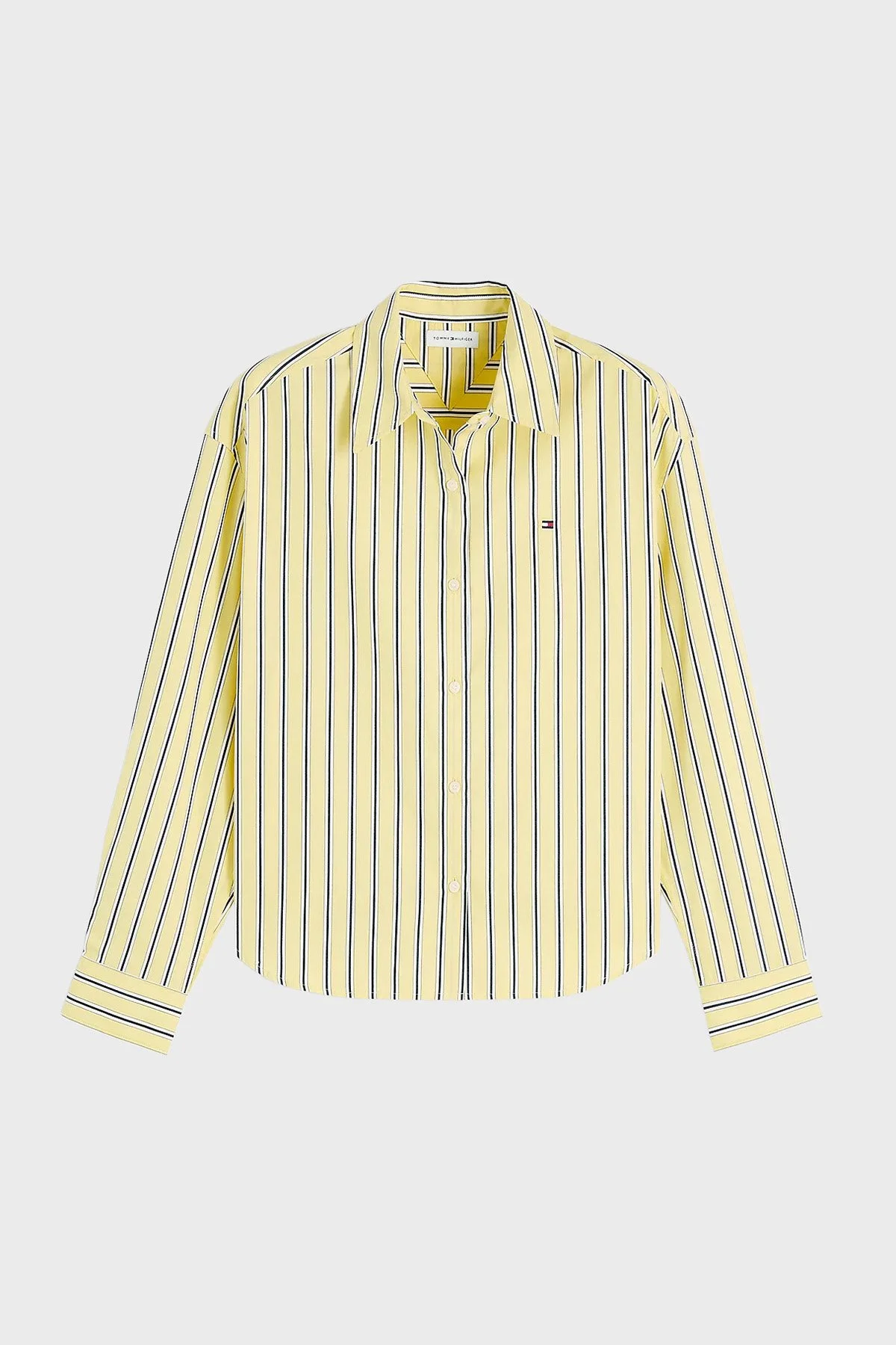 Tommy Hilfiger Poplin Çizgili Boxy Kadın Gömlek WW0WW49940 0FR Sarı - 4
