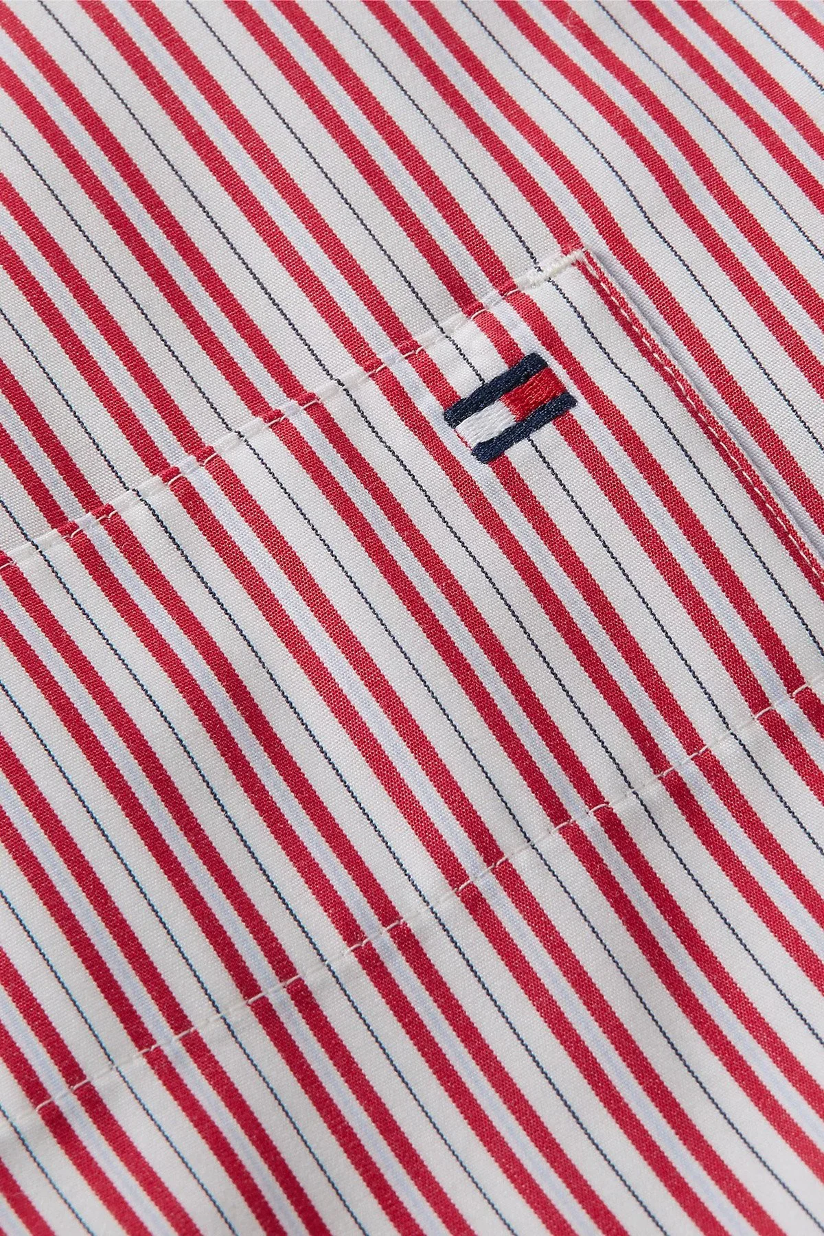 Tommy Hilfiger Poplin Çizgili Oversize Kadın Gömlek WW0WW51129 0FC Beyaz-kırmızı - 5