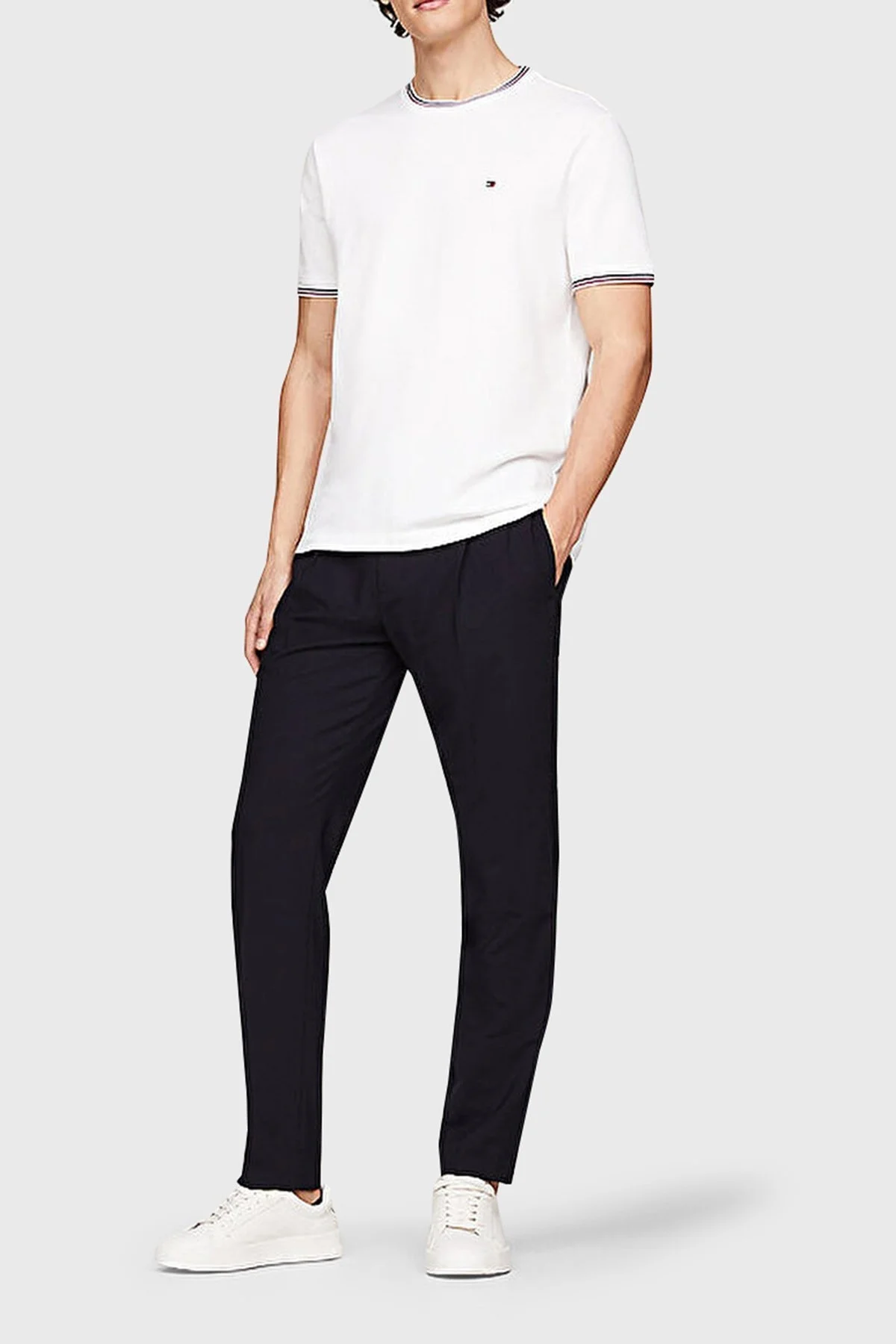 Tommy Hilfiger Regular Fit Bisiklet Yaka Erkek T Shirt MW0MW35680 YBR BEYAZ - 2