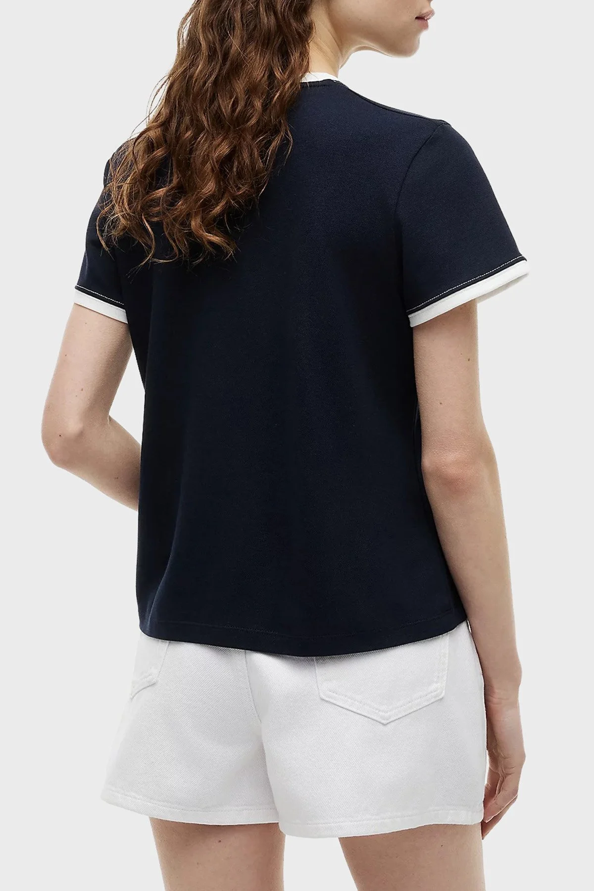Tommy Hilfiger Regular Fit Bisiklet Yaka Kadın T Shirt WW0WW50032 C1G Lacivert - 3