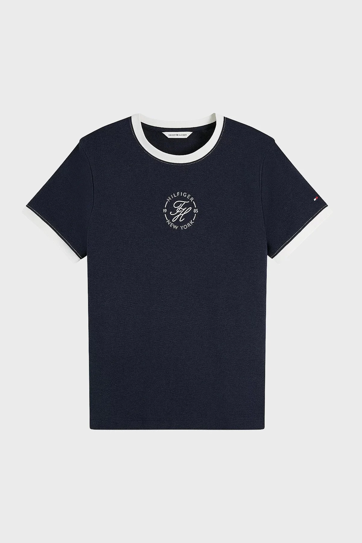 Tommy Hilfiger Regular Fit Bisiklet Yaka Kadın T Shirt WW0WW50032 C1G Lacivert - 5