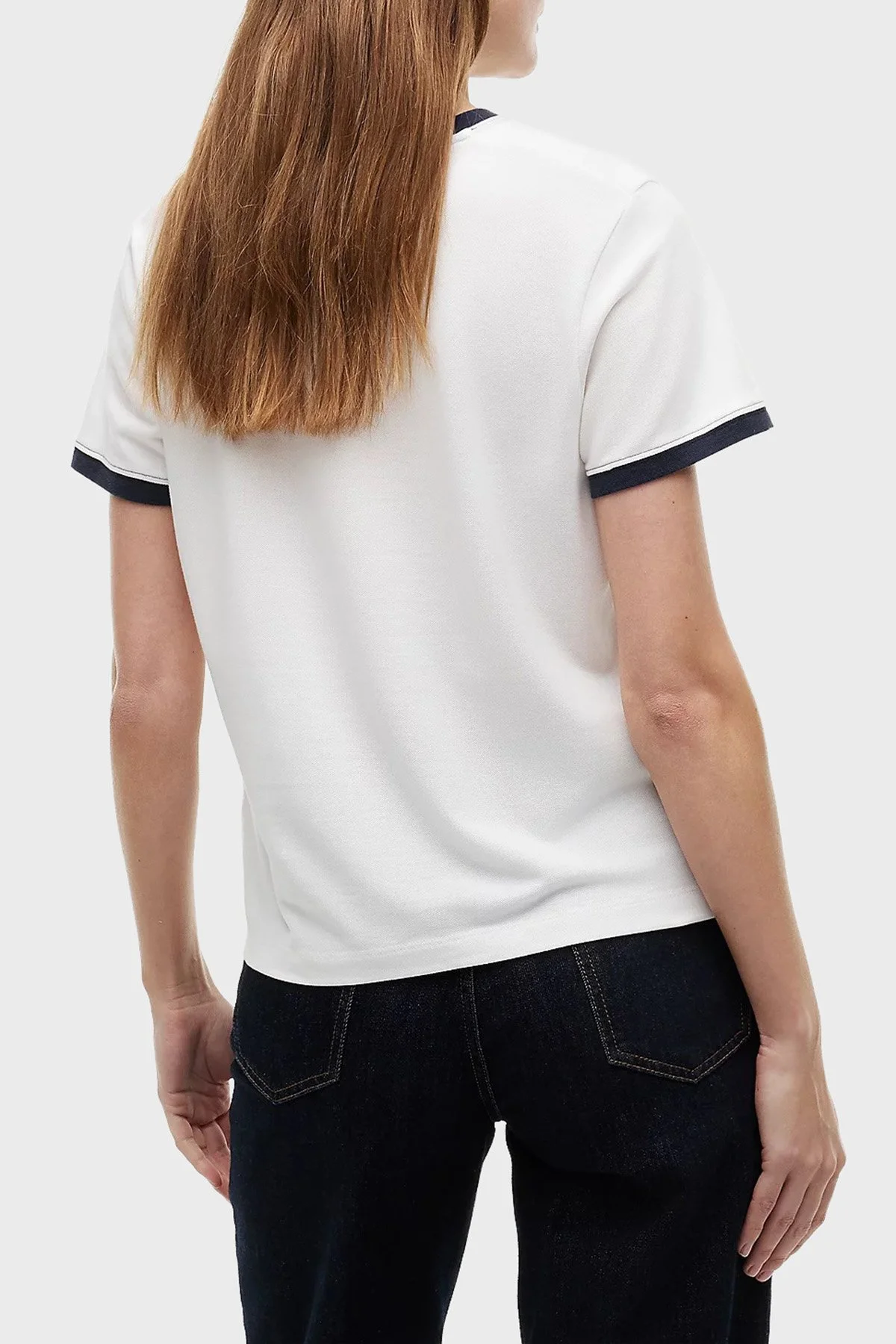 Tommy Hilfiger Regular Fit Bisiklet Yaka Kadın T Shirt WW0WW50032 YBL Beyaz - 4