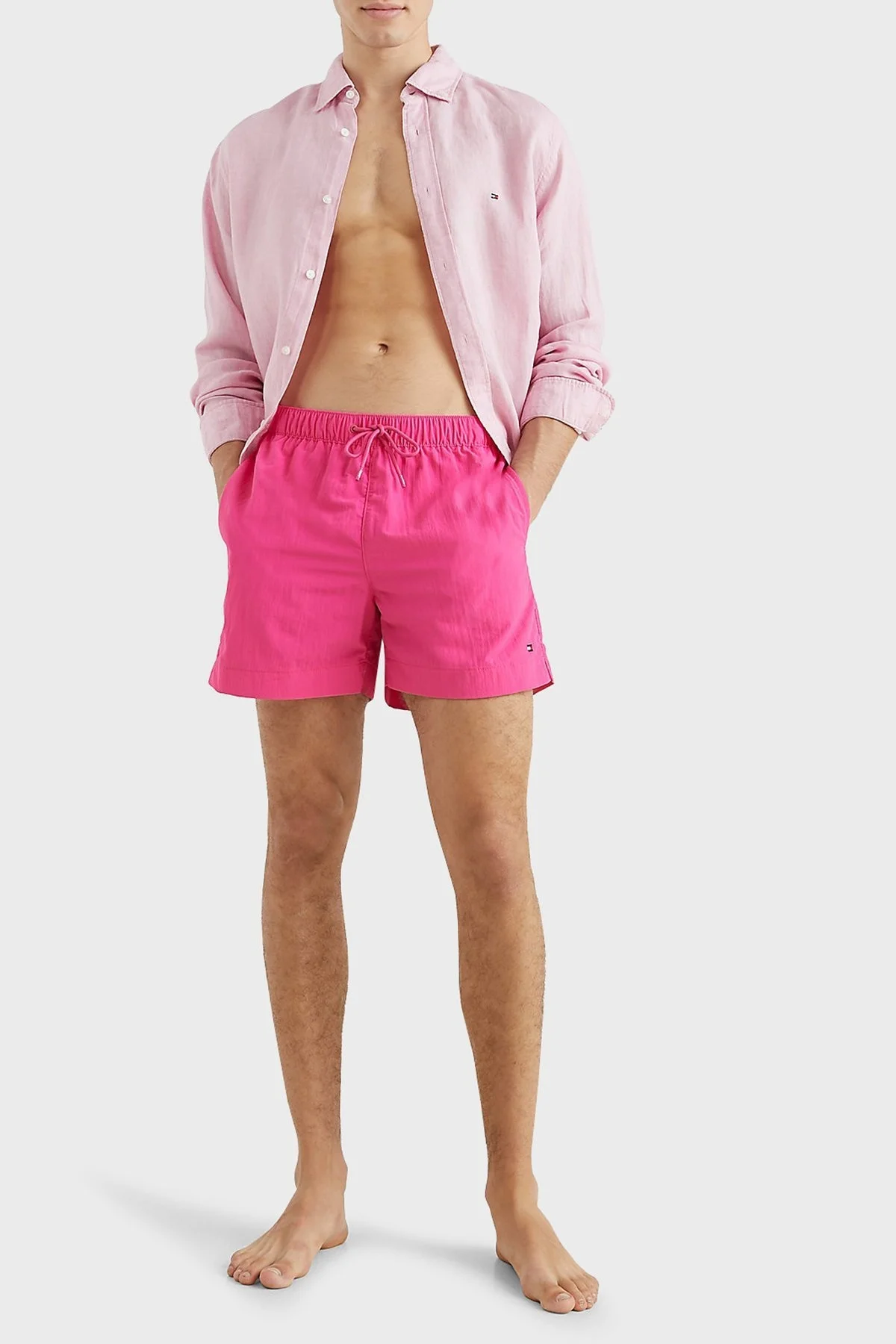 Tommy Hilfiger Regular Fit Deniz Şortu Cepli Erkek Mayo Short UM0UM02793 TP1 FUŞYA - 4