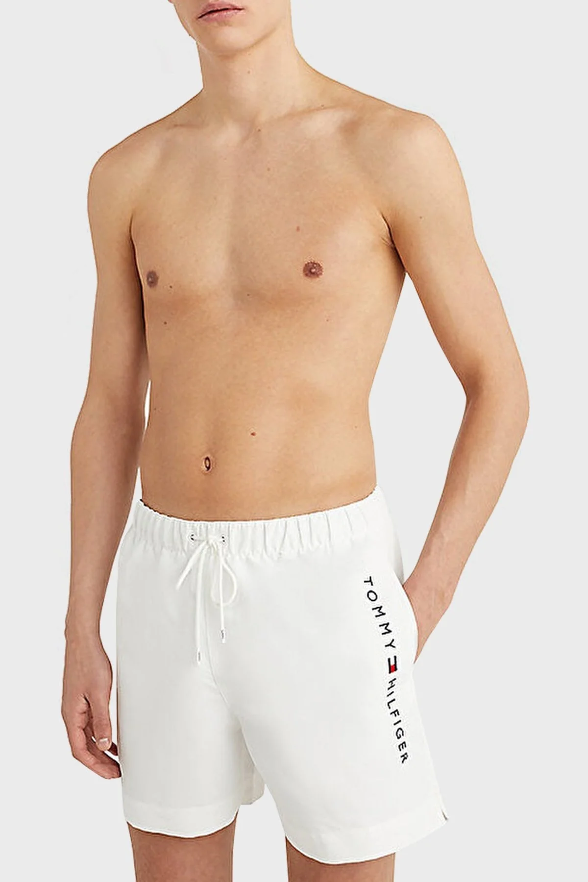 Tommy Hilfiger Regular Fit Deniz Şortu Cepli Erkek Mayo Short UM0UM02885 YBR BEYAZ - 1