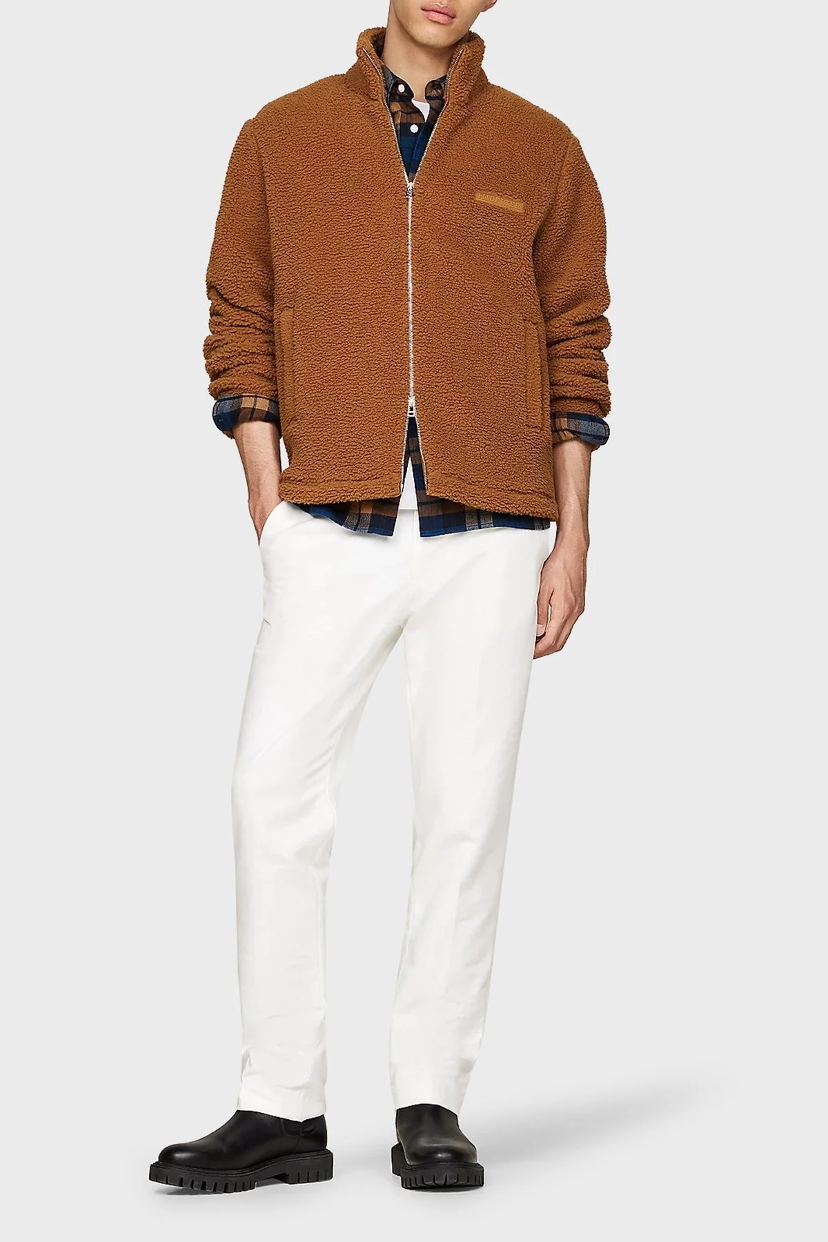 Tommy Hilfiger Regular Fit Dik Yaka Fermuarlı Teddy Polar Erkek Sweat MW0MW37228 HJW KAHVE - 7