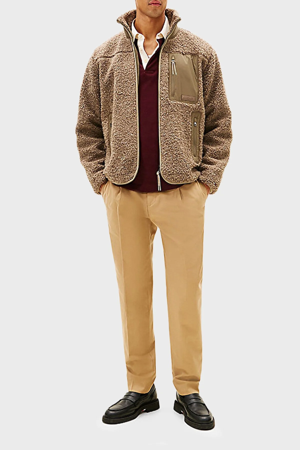 Tommy Hilfiger Regular Fit Dik Yaka Polar Femuarlı Erkek Ceket MW0MW40420 AFE BEJ - 3