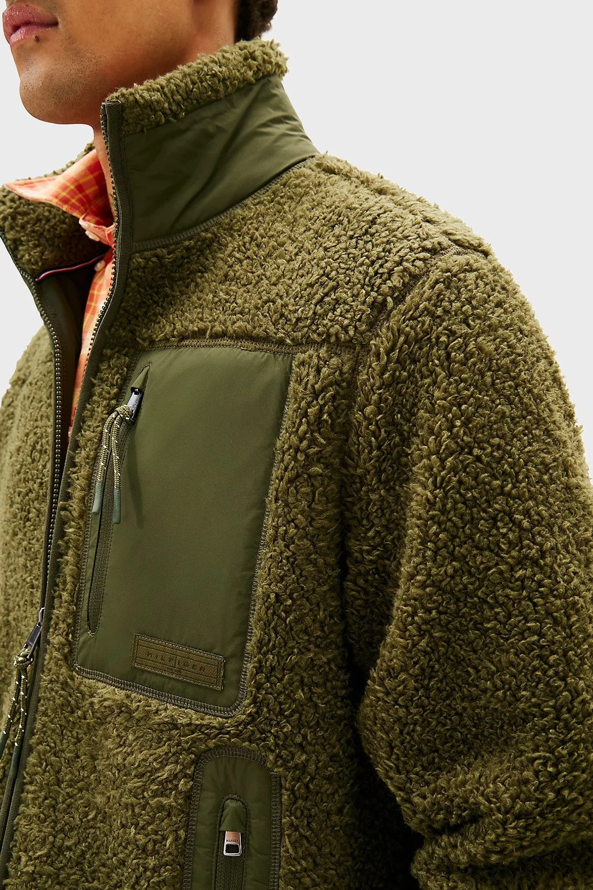 Tommy Hilfiger Regular Fit Dik Yaka Polar Femuarlı Erkek Ceket MW0MW40420 MT1 YEŞİL - 2