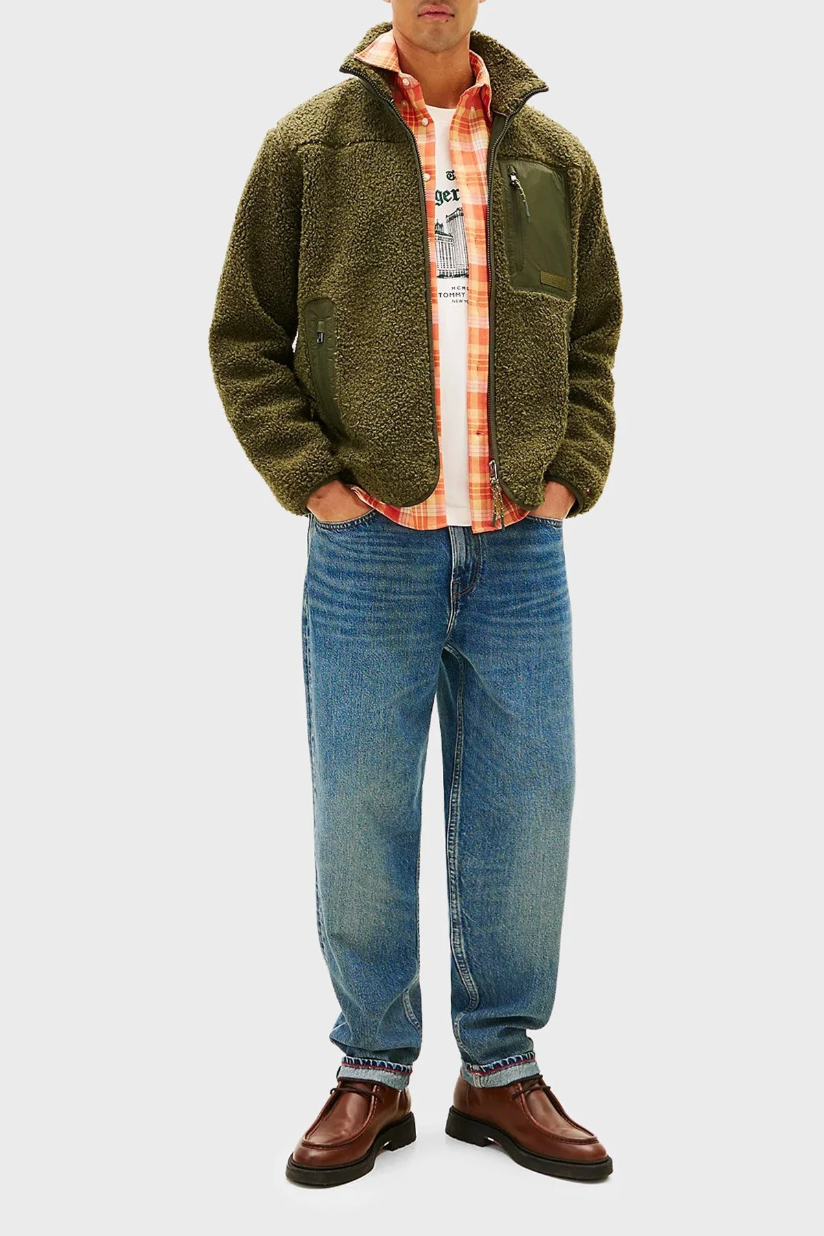 Tommy Hilfiger Regular Fit Dik Yaka Polar Femuarlı Erkek Ceket MW0MW40420 MT1 YEŞİL - 3