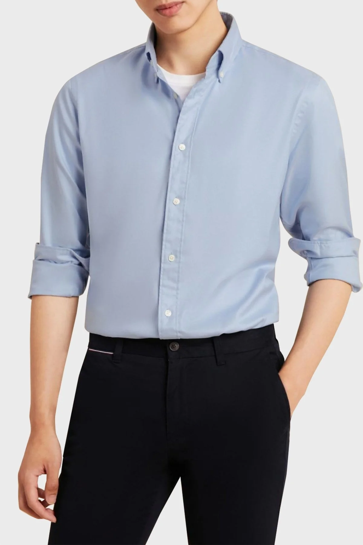 Tommy Hilfiger Regular Fit Düğmeli Erkek Gömlek MW0MW31906 C14 MAVİ - 1