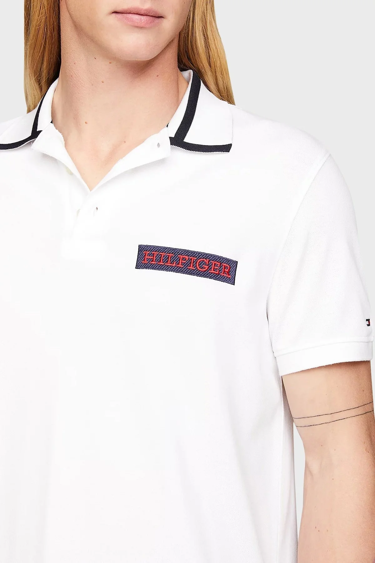 Tommy Hilfiger Regular Fit Erkek Polo Yaka T Shirt MW0MW34786 YBR BEYAZ - 7