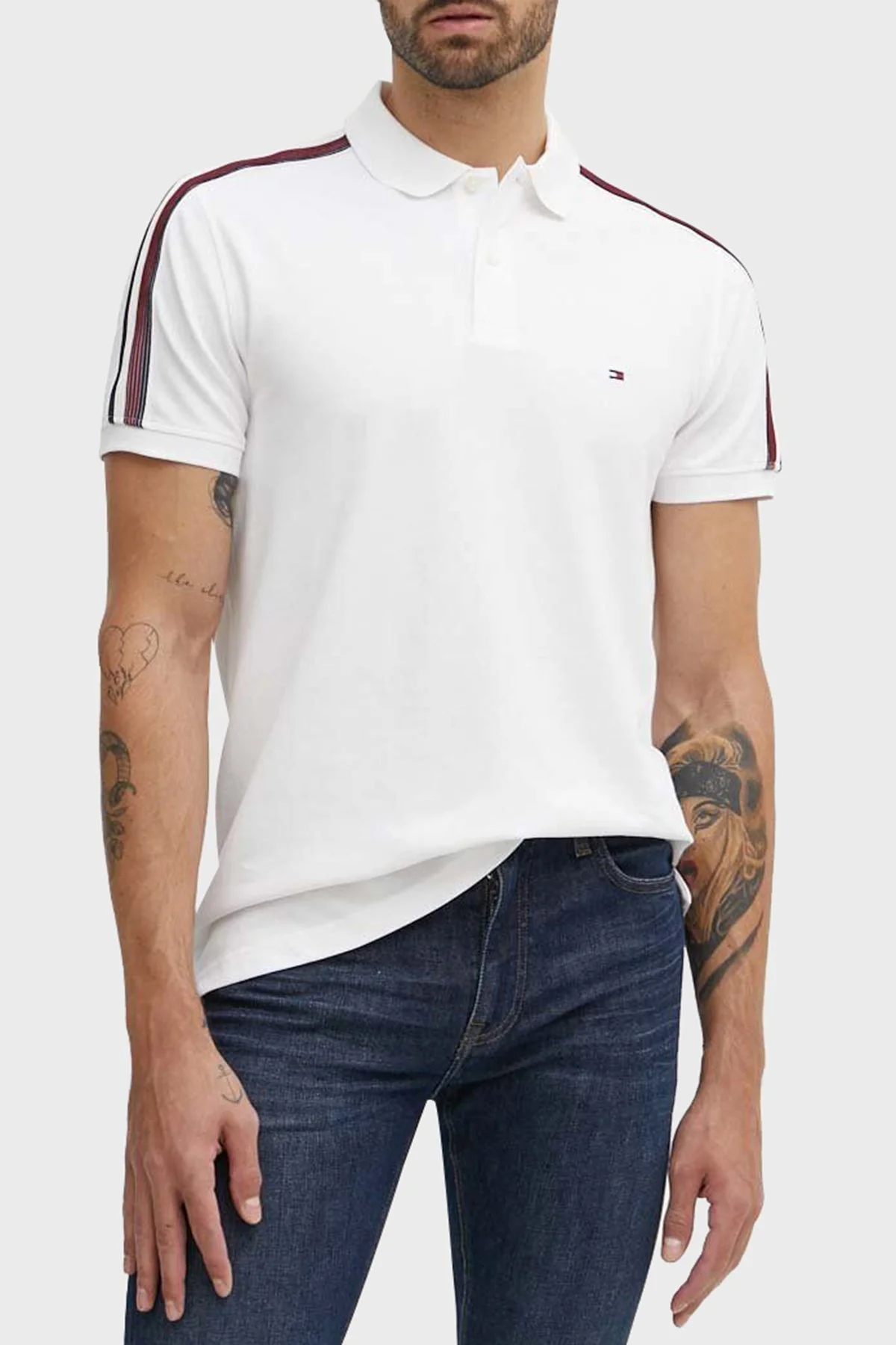 Tommy Hilfiger Regular Fit Erkek Polo Yaka T Shirt MW0MW35616 YBR BEYAZ - 1