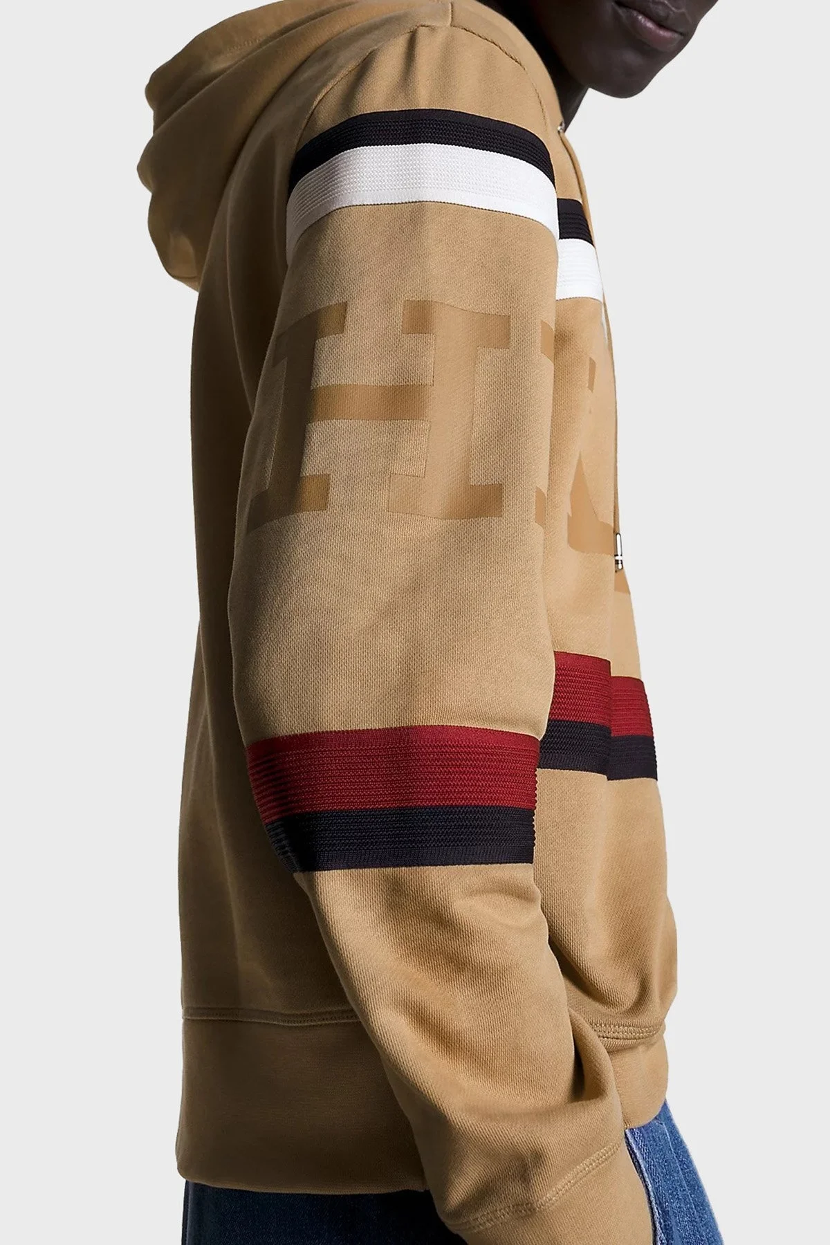 Tommy Hilfiger Regular Fit Kapüşonlu Çizgili Erkek Sweat MW0MW31489 RBL CAMEL - 4