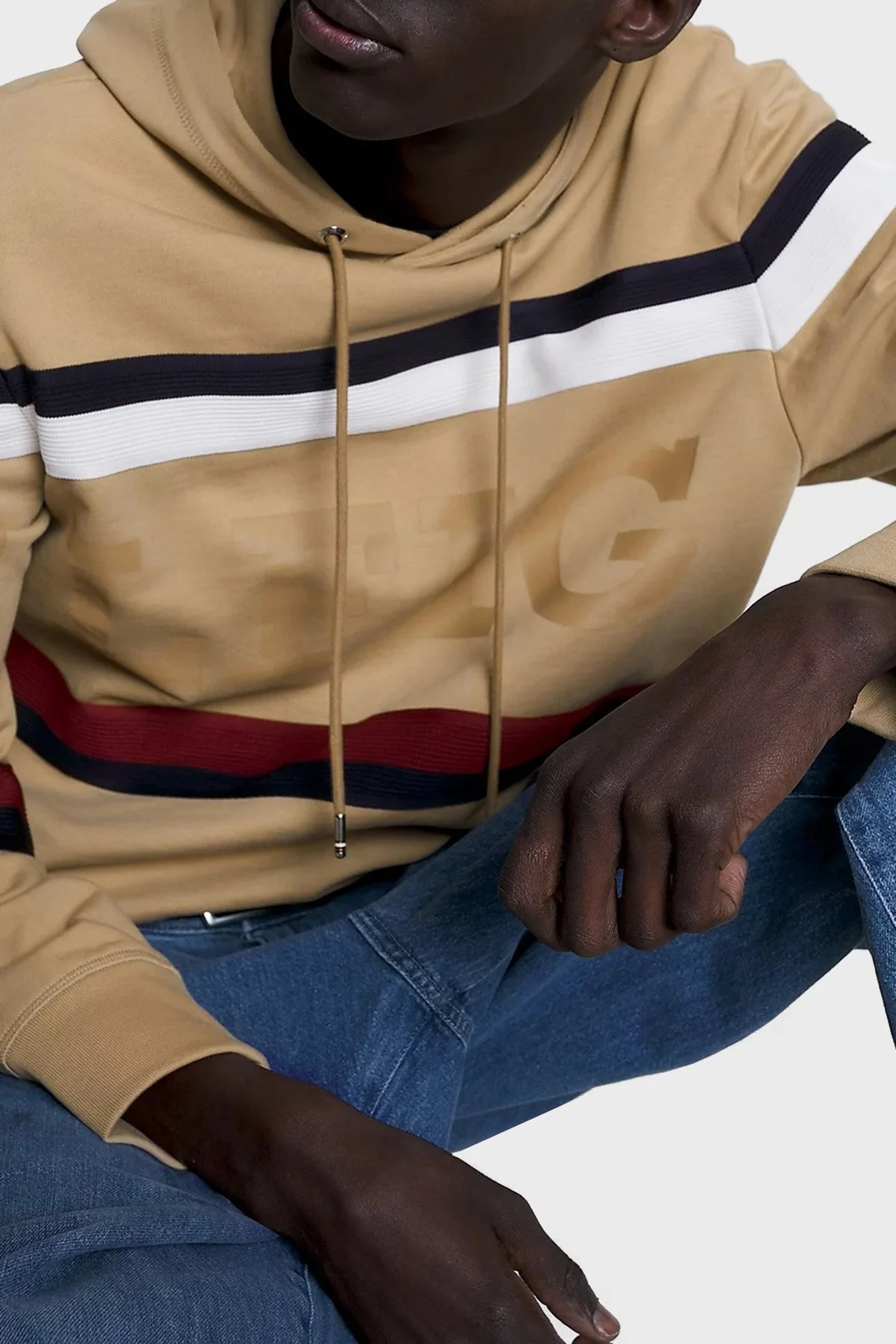 Tommy Hilfiger Regular Fit Kapüşonlu Çizgili Erkek Sweat MW0MW31489 RBL CAMEL - 8