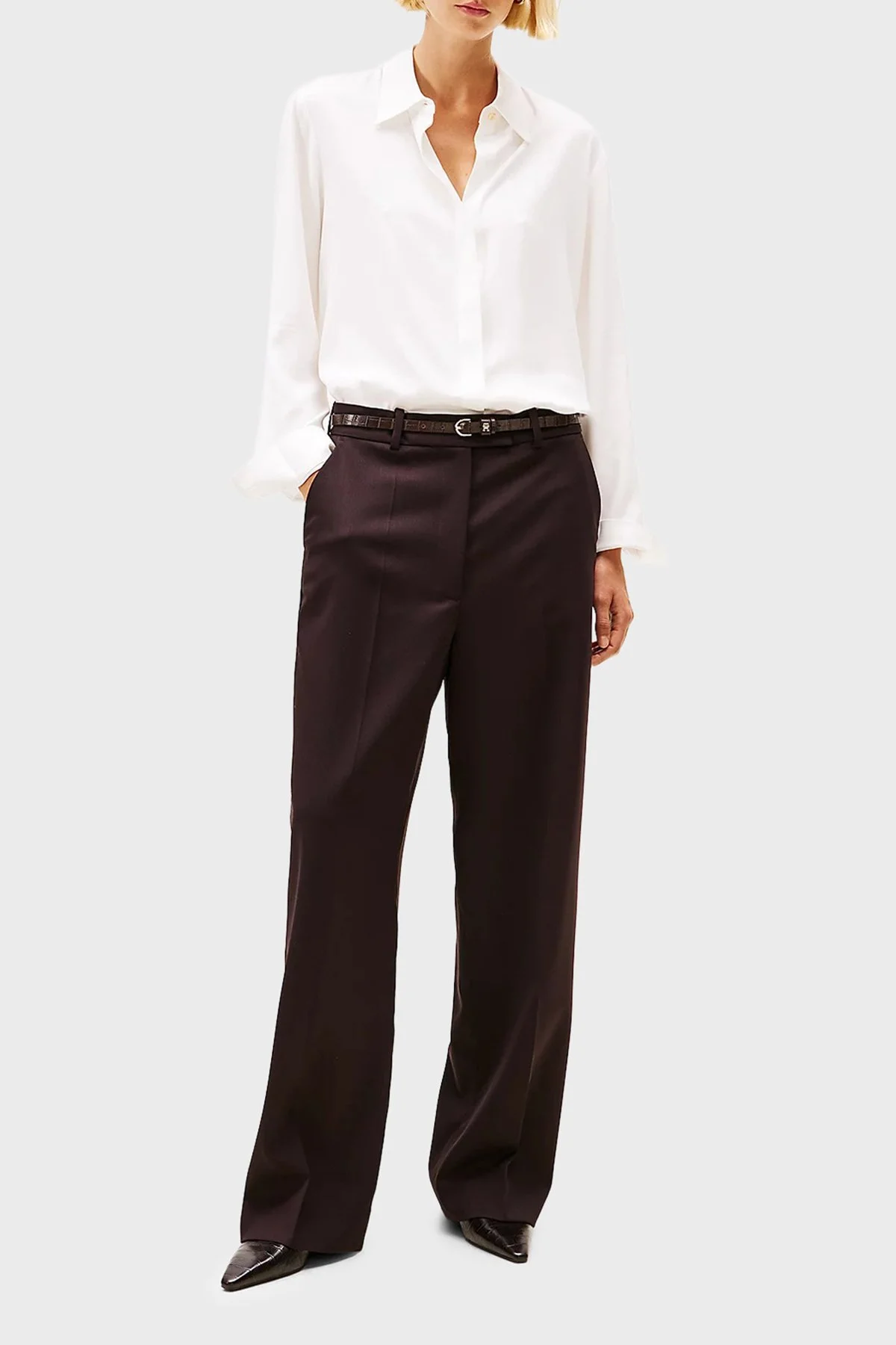 Tommy Hilfiger Regular Fit Klasik Yaka Uzun Kollu Bayan Gömlek WW0WW46597 YBL BEYAZ - 2