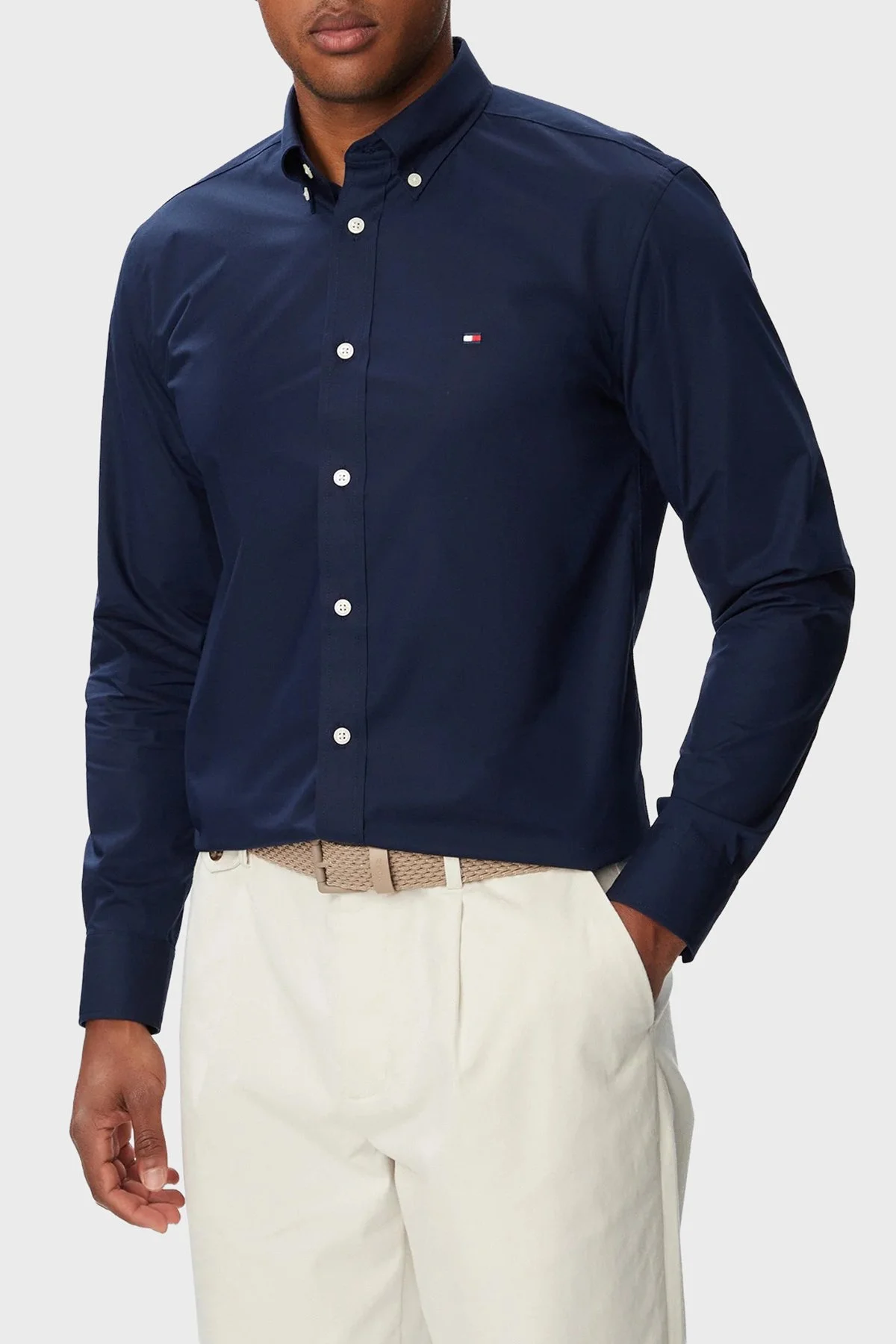 Tommy Hilfiger Regular Fit Klasik Yaka Uzun Kollu Erkek Gömlek MW0MW43429 DCC Lacivert - 1