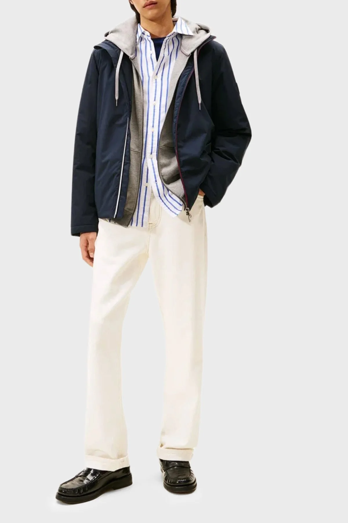 Tommy Hilfiger Regular Fit Logolu Kapüşonlu Erkek Mont MW0MW41082 DW5 LACİVERT - 2