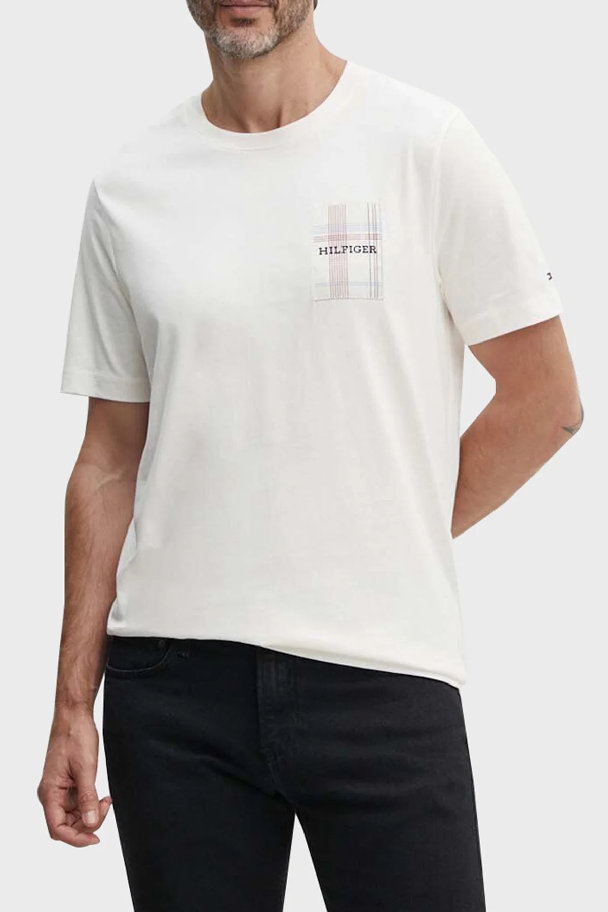 Tommy Hilfiger Regular Fit Pamuklu Erkek T Shirt MW0MW35459 YBH BEYAZ - 1