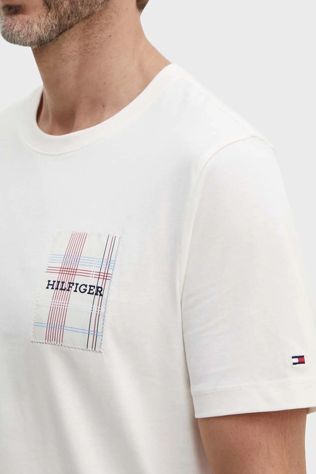 Tommy Hilfiger Regular Fit Pamuklu Erkek T Shirt MW0MW35459 YBH BEYAZ - 3