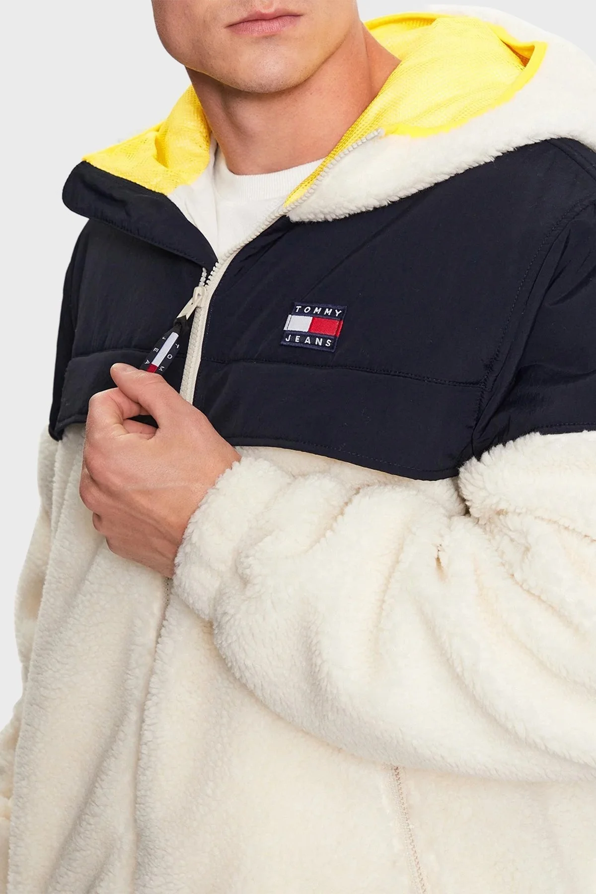 Tommy Hilfiger Regular Fit Yumuşak Dokulu Kapüşonlu Mevsimlik Spor Erkek Ceket DM0DM16630 YBH BEJ-LACİVERT - 3