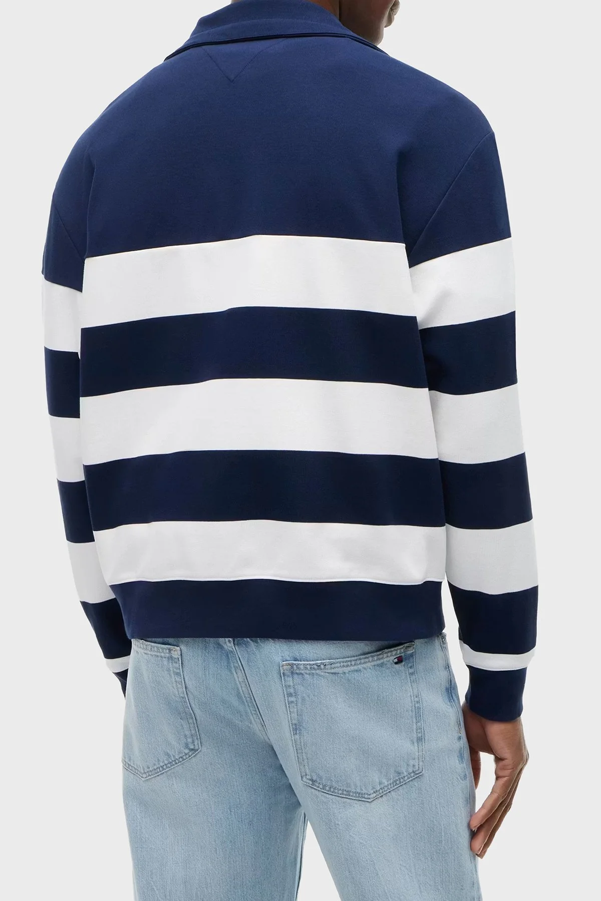 Tommy Hilfiger Relaxed Fit Fermuarlı Yaka Çizgili Erkek Sweat MW0MW43190 DCC Lacivert - 3