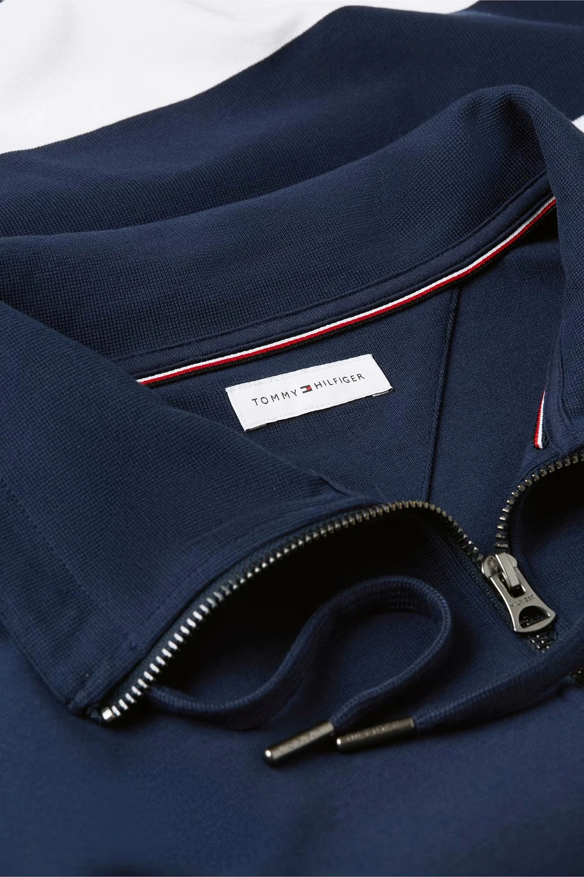 Tommy Hilfiger Relaxed Fit Fermuarlı Yaka Çizgili Erkek Sweat MW0MW43190 DCC Lacivert - 6