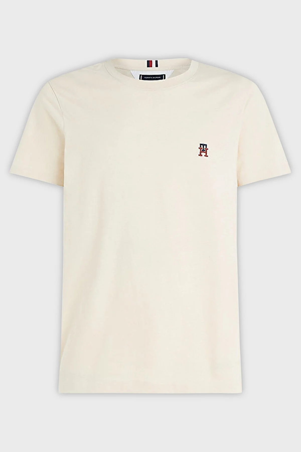 Tommy Hilfiger Saf Pamuklu Jarse Regular Fit Bisiklet Yaka Erkek T Shirt MW0MW30054 AC0 KREM - 6