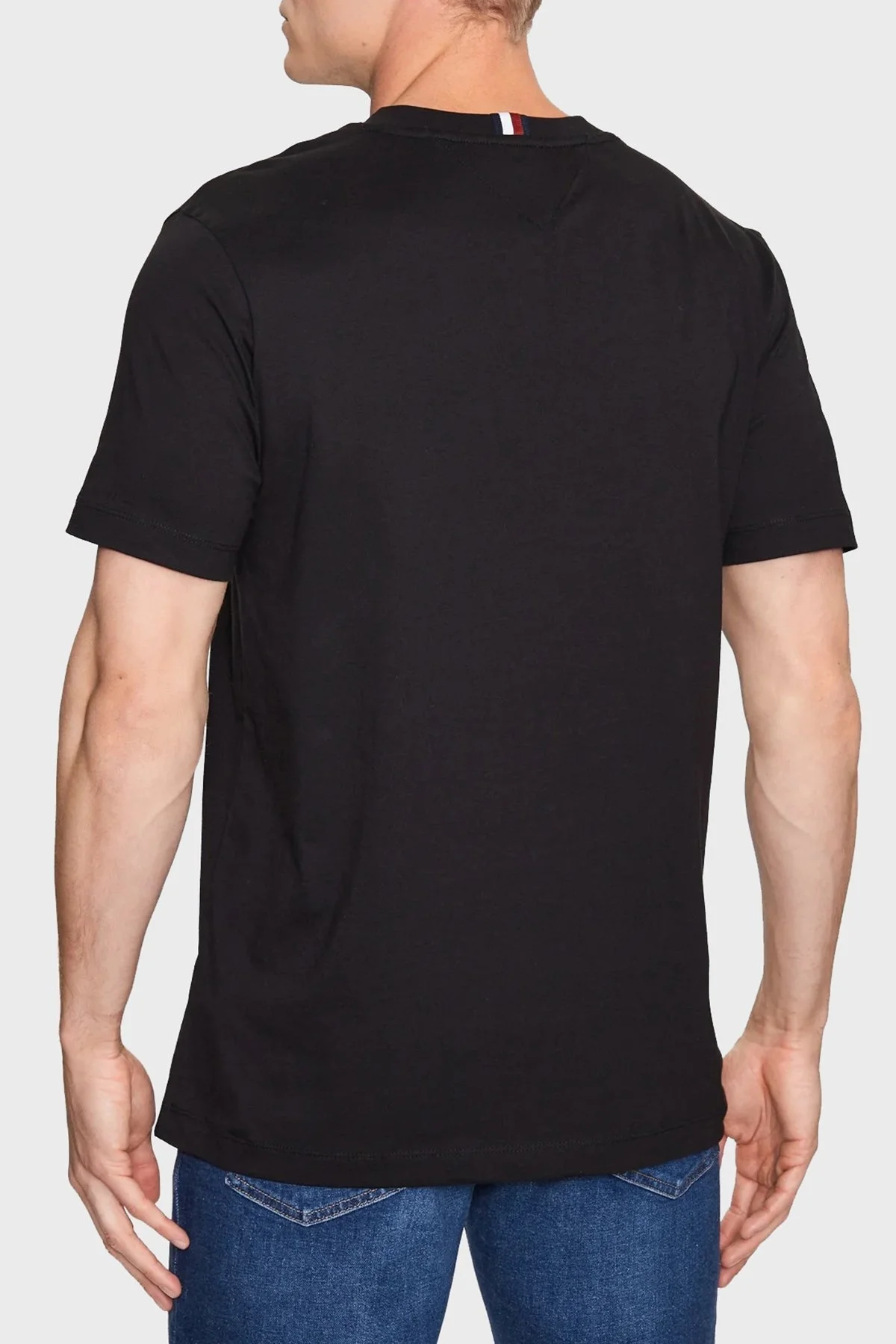 Tommy Hilfiger Saf Pamuklu Jarse Regular Fit Bisiklet Yaka Erkek T Shirt MW0MW30054 BDS SİYAH - 3