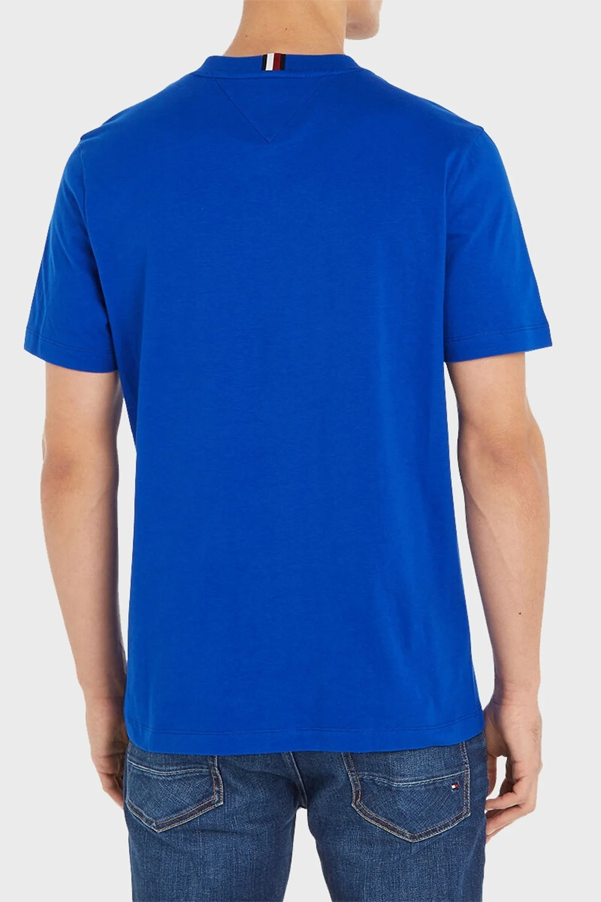 Tommy Hilfiger Saf Pamuklu Jarse Regular Fit Bisiklet Yaka Erkek T Shirt MW0MW30054 C66 MAVİ - 2