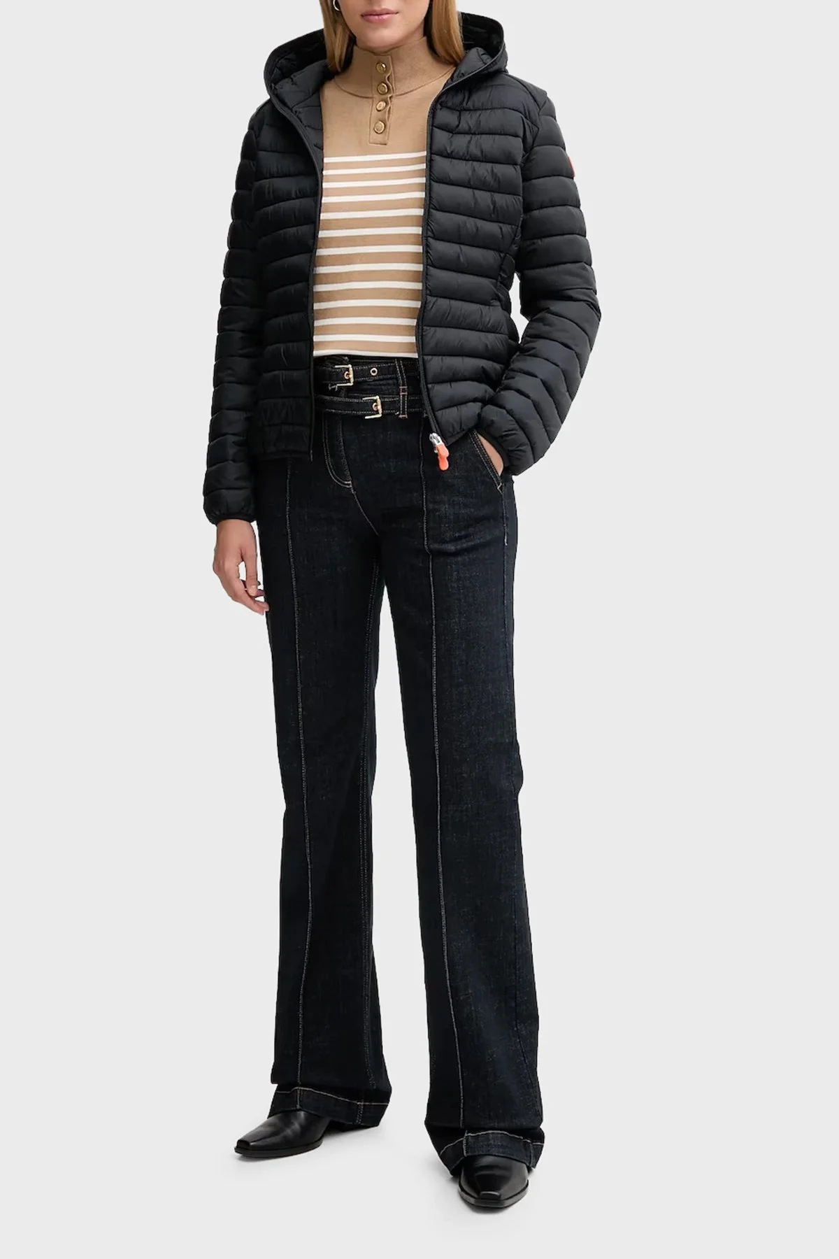 Tommy Hilfiger Şeritli Pamuklu Regular Fit Düğmeli Balıkçı Yaka Bayan Kazak WW0WW47467 0AF BEJ - 2