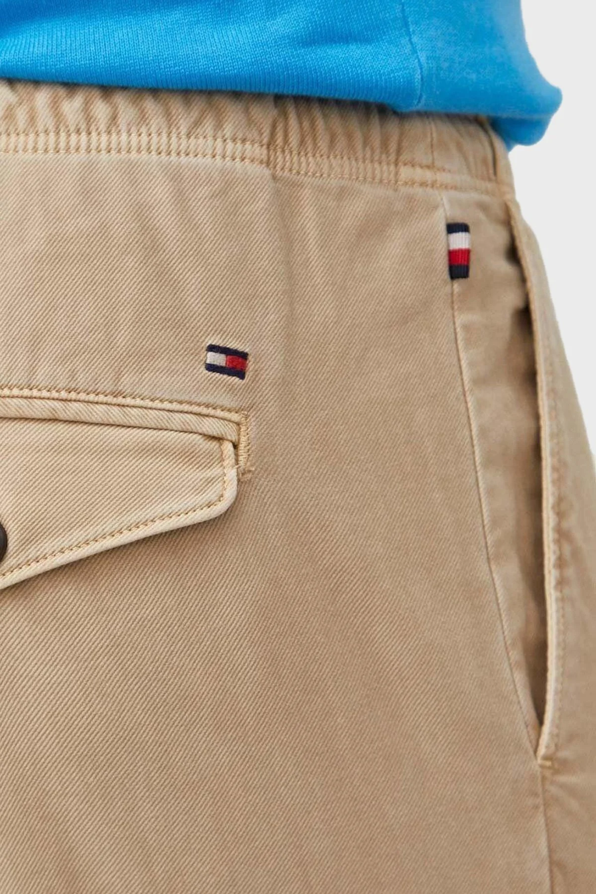 Tommy Hilfiger Skinny Fit Gabardin Chino Erkek Short MW0MW34509 AEG BEJ - 3