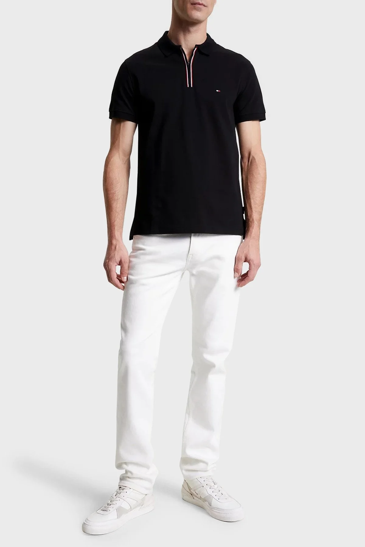 Tommy Hilfiger Slim Fit % 100 Pamuklu Fermuarlı Erkek Polo Yaka T Shirt MW0MW31677 BDS SİYAH - 2