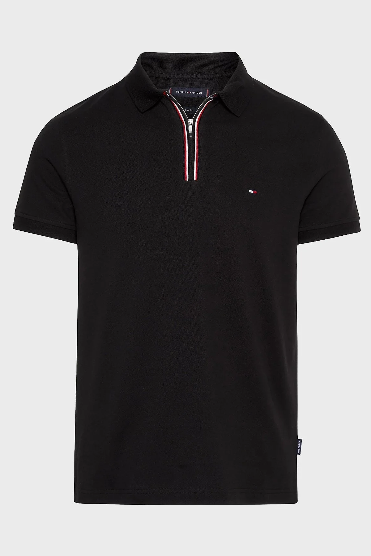 Tommy Hilfiger Slim Fit % 100 Pamuklu Fermuarlı Erkek Polo Yaka T Shirt MW0MW31677 BDS SİYAH - 6