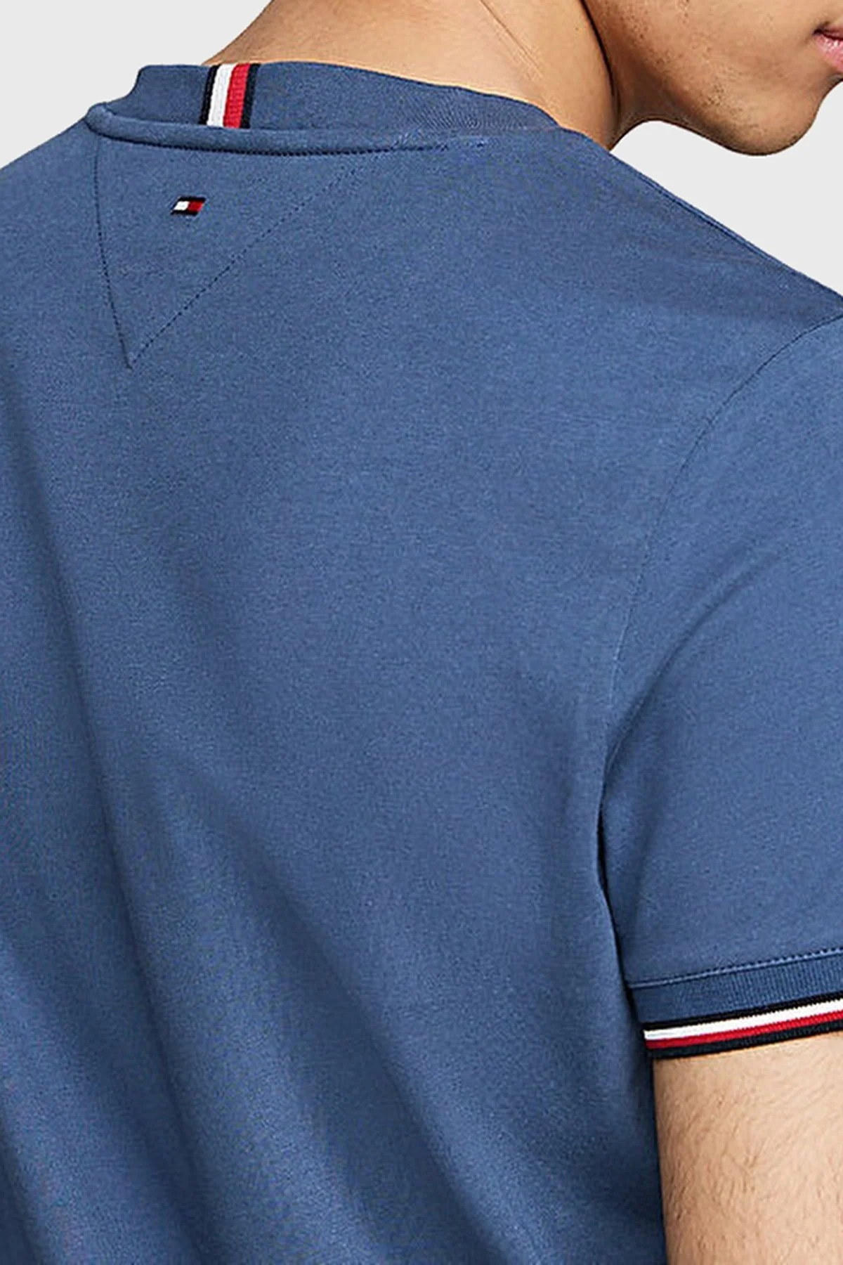 Tommy Hilfiger Slim Fit Bisiklet Yaka Erkek T Shirt MW0MW32584 DBZ MAVİ - 4