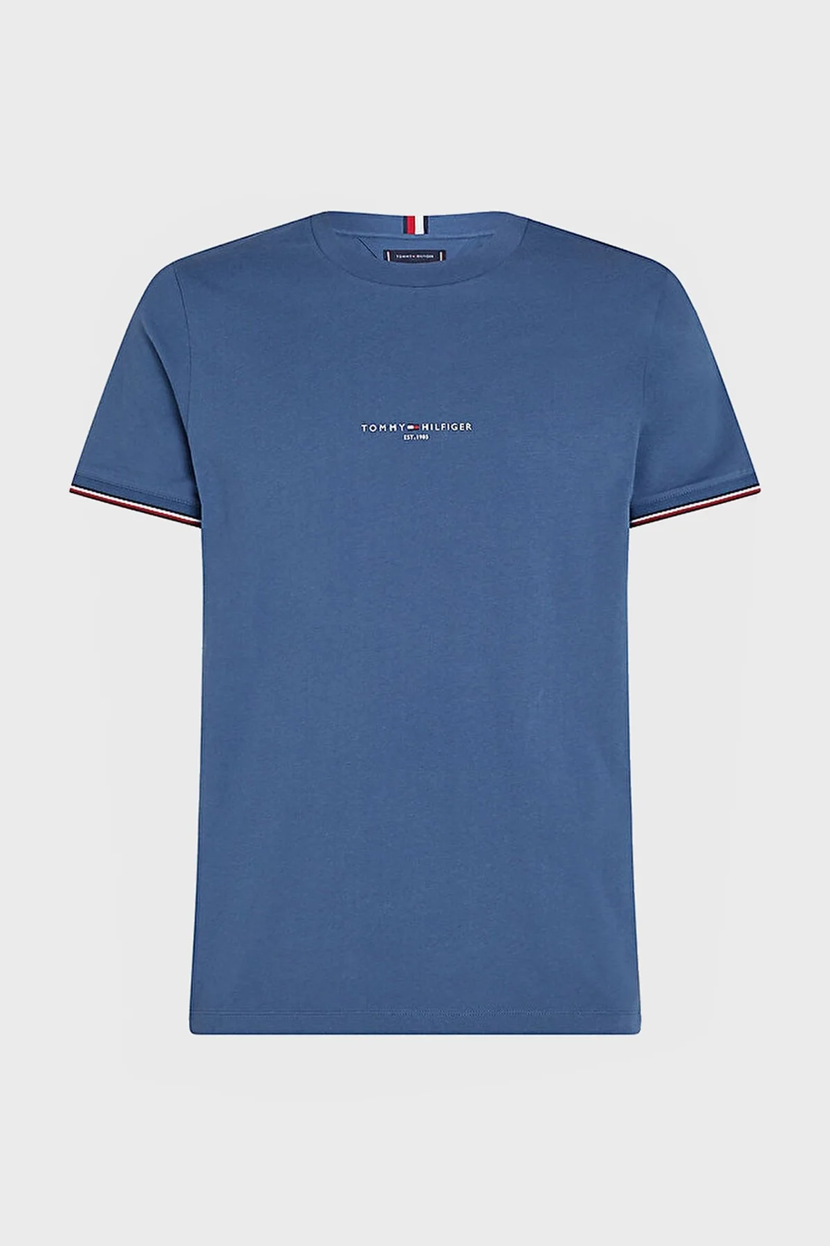 Tommy Hilfiger Slim Fit Bisiklet Yaka Erkek T Shirt MW0MW32584 DBZ MAVİ - 5