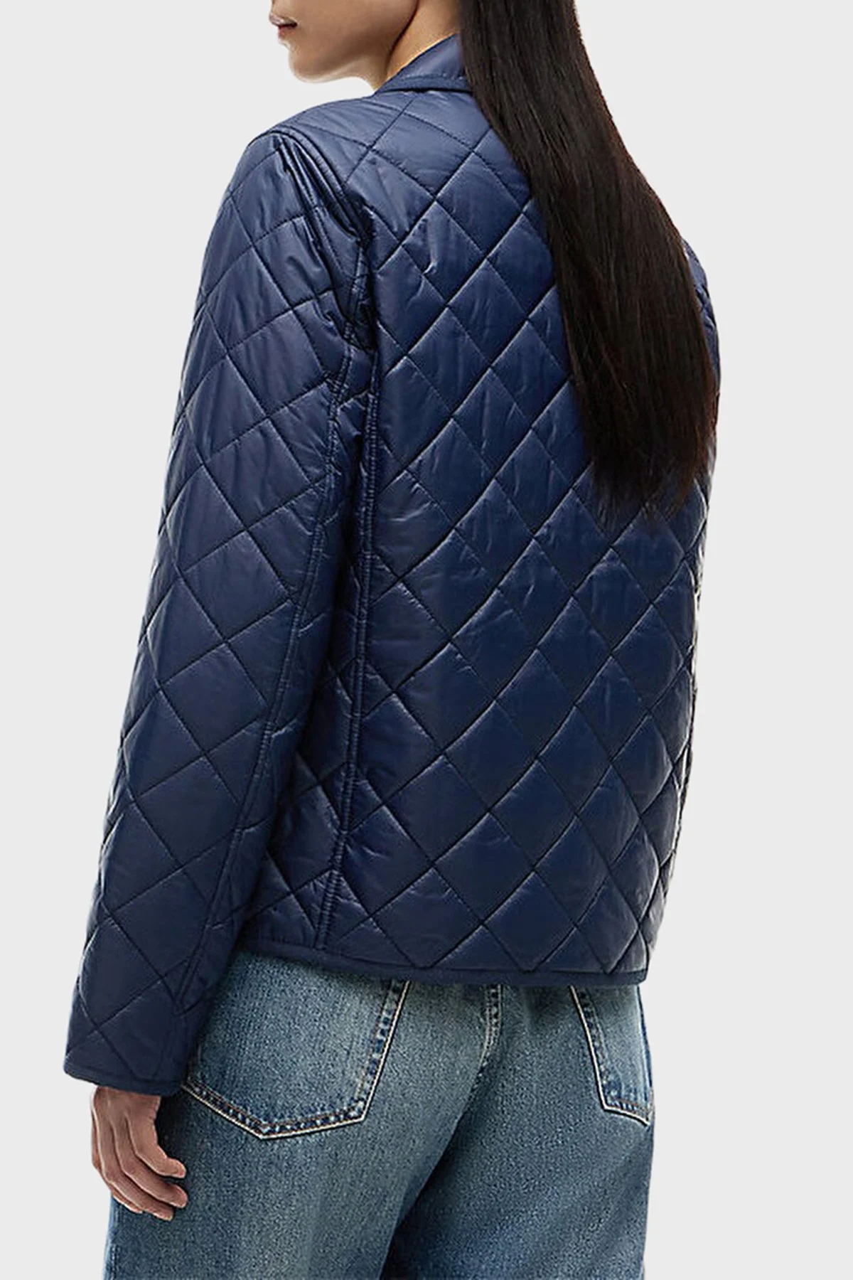Tommy Hilfiger Slim Fit Cepli Çıtçıtlı Kapitone Kadın Mont WW0WW50936 C1G Lacivert - 3
