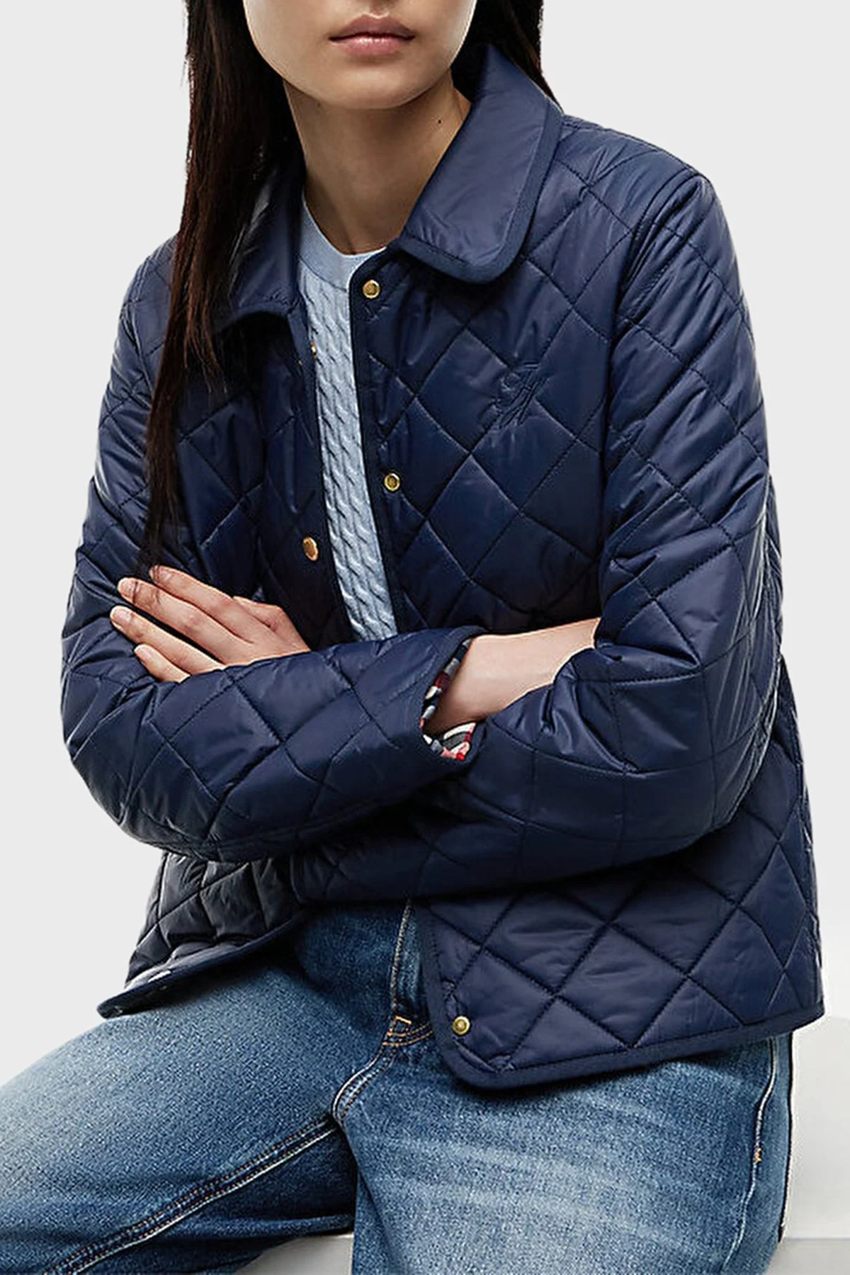 Tommy Hilfiger Slim Fit Cepli Çıtçıtlı Kapitone Kadın Mont WW0WW50936 C1G Lacivert - 4