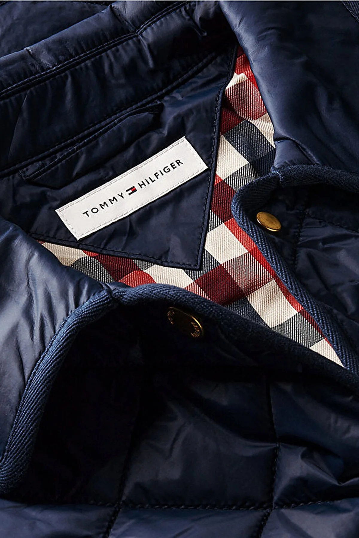 Tommy Hilfiger Slim Fit Cepli Çıtçıtlı Kapitone Kadın Mont WW0WW50936 C1G Lacivert - 5
