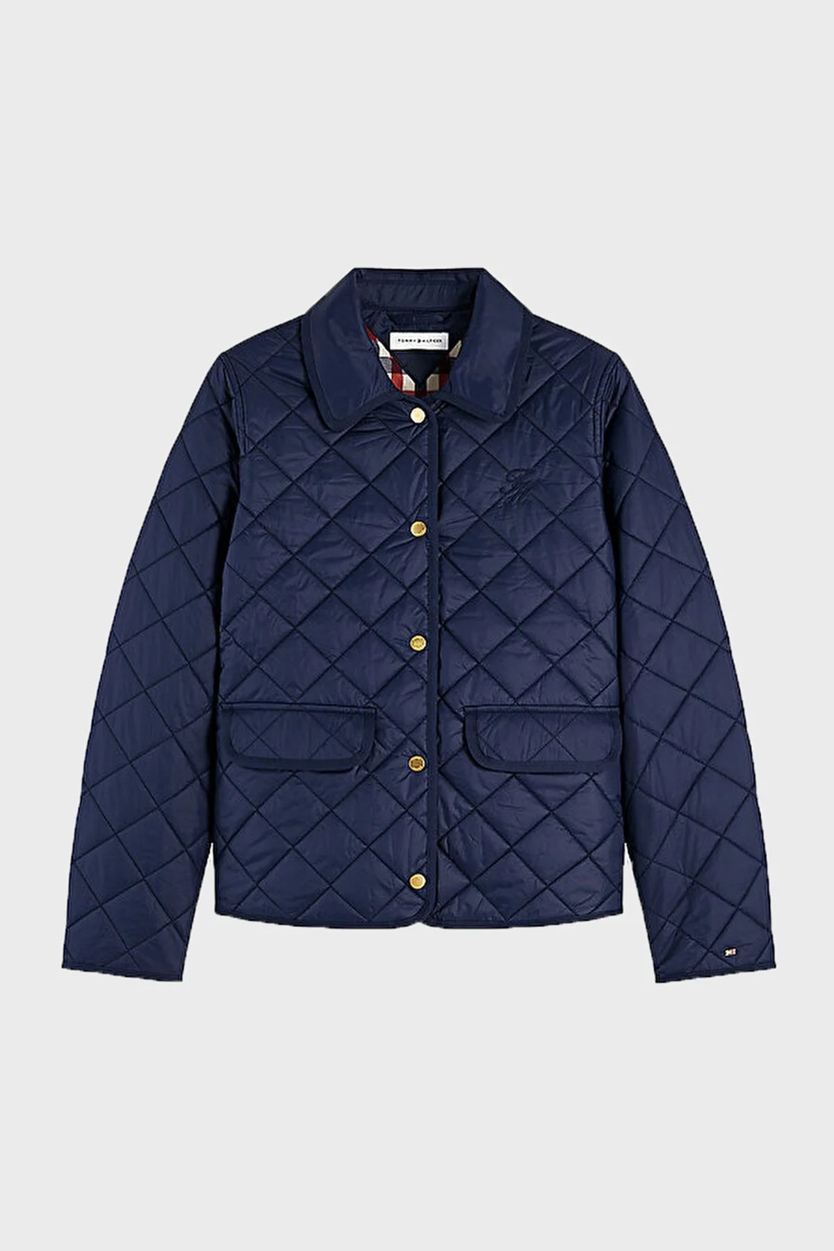 Tommy Hilfiger Slim Fit Cepli Çıtçıtlı Kapitone Kadın Mont WW0WW50936 C1G Lacivert - 6