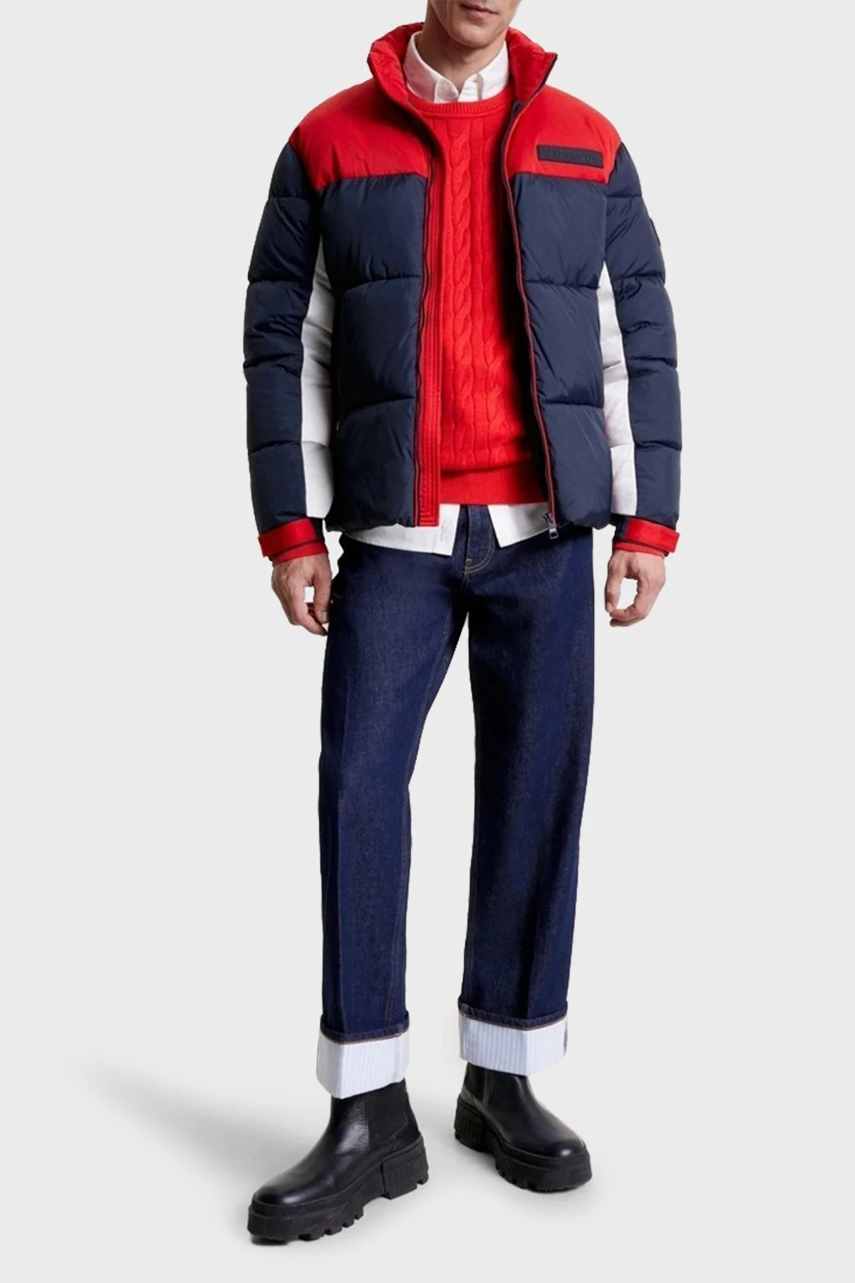 Tommy Hilfiger Slim Fit Dik Yaka Şişme Erkek Mont MW0MW32770 0G0 LACİVERT-KIRMIZI - 2