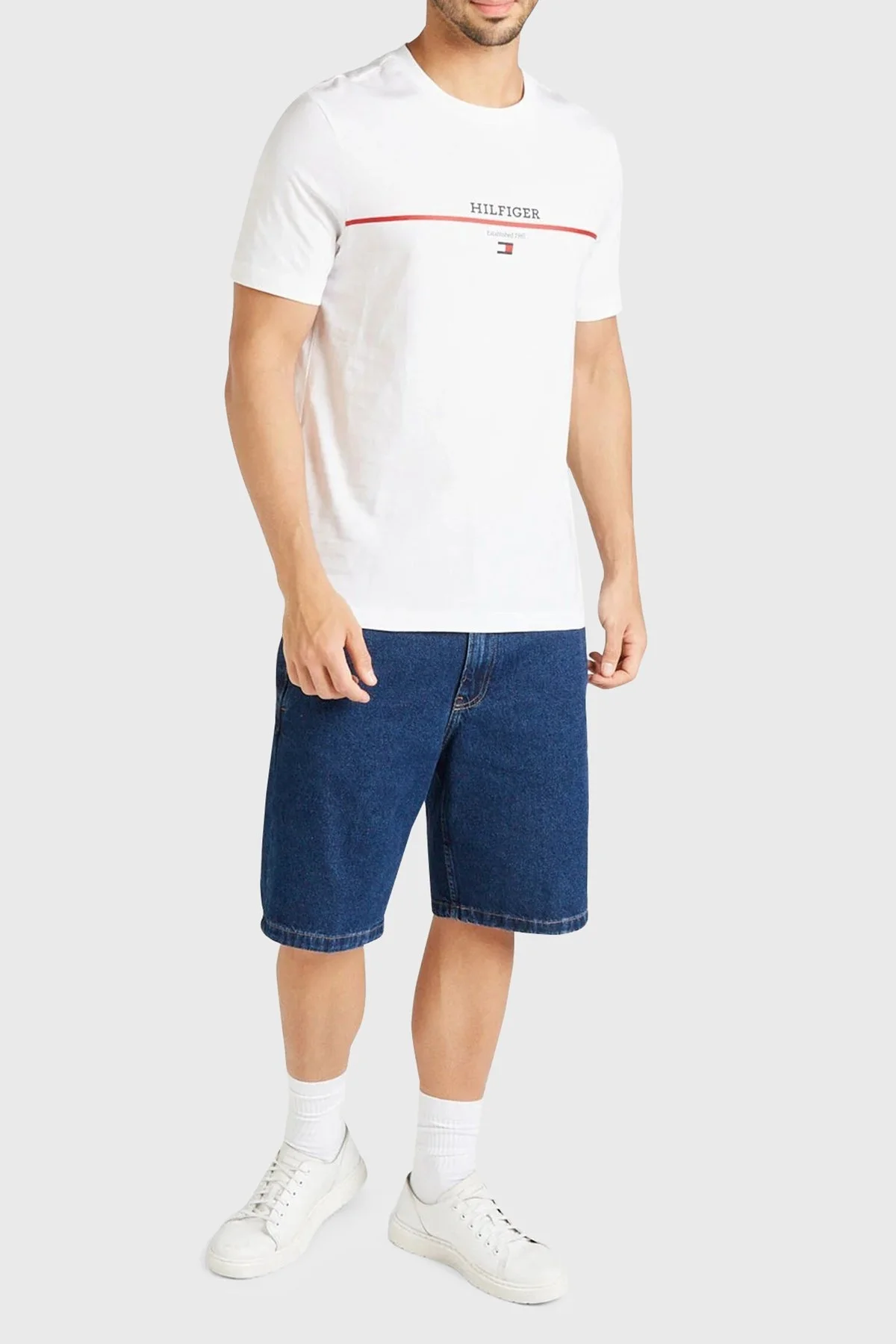 Tommy Hilfiger Slim Fit Pamuklu Erkek T Shirt MW0MW35464 YBR BEYAZ - 2