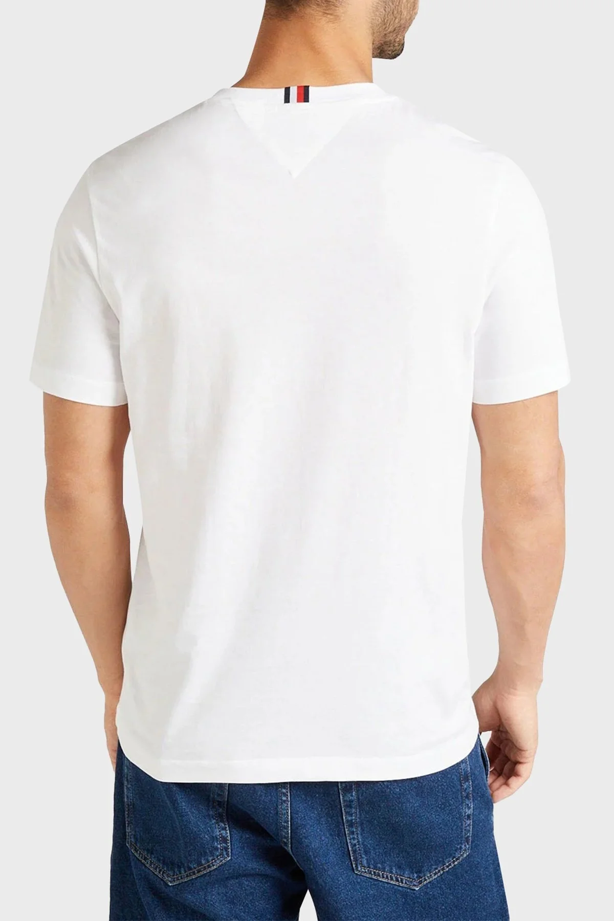 Tommy Hilfiger Slim Fit Pamuklu Erkek T Shirt MW0MW35464 YBR BEYAZ - 3