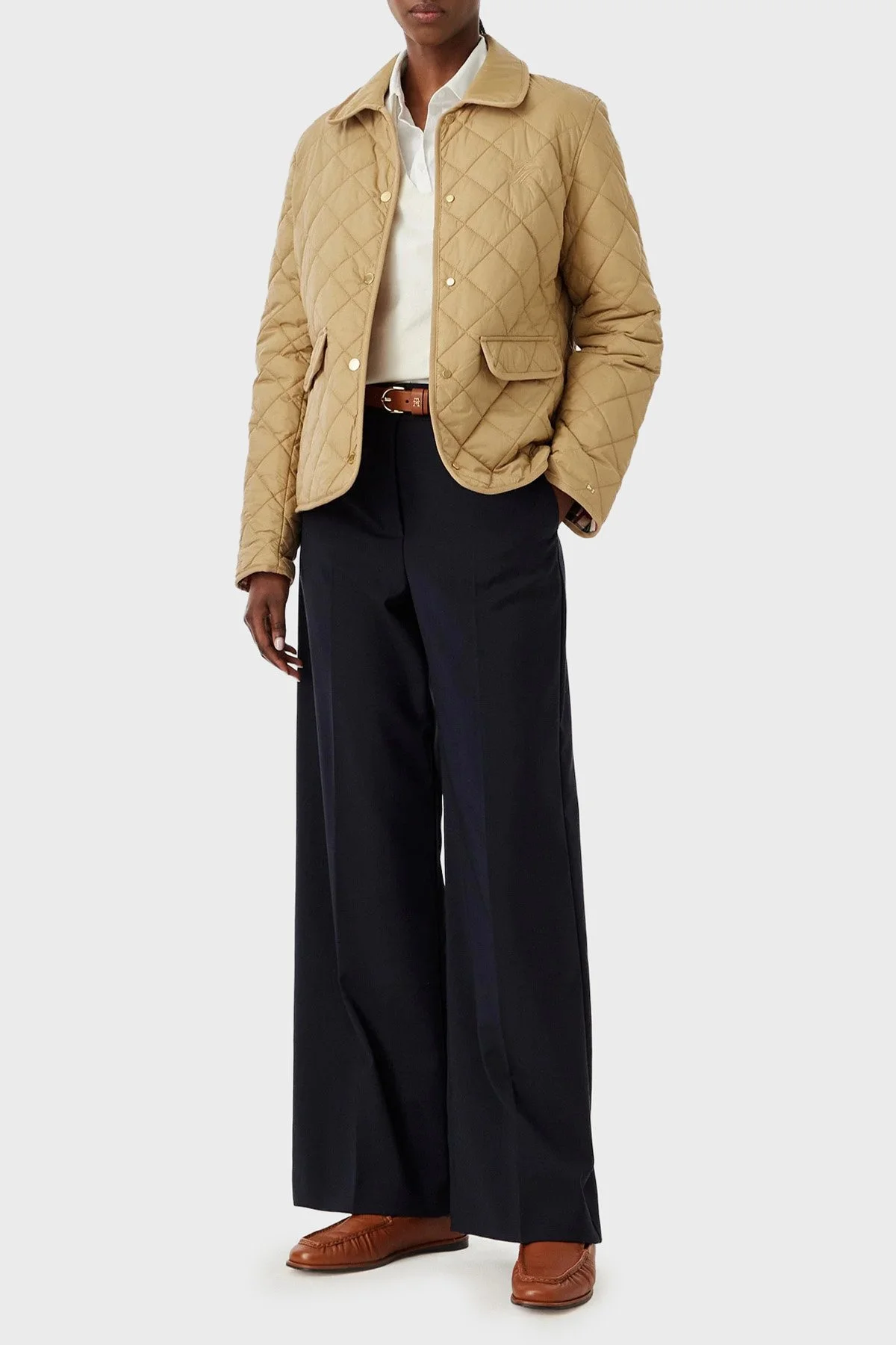 Tommy Hilfiger Slim Fit Uzun Kollu Cepli Çıtçıtlı Kapitone Ceket Kadın Mont WW0WW50936 AEH Camel - 2
