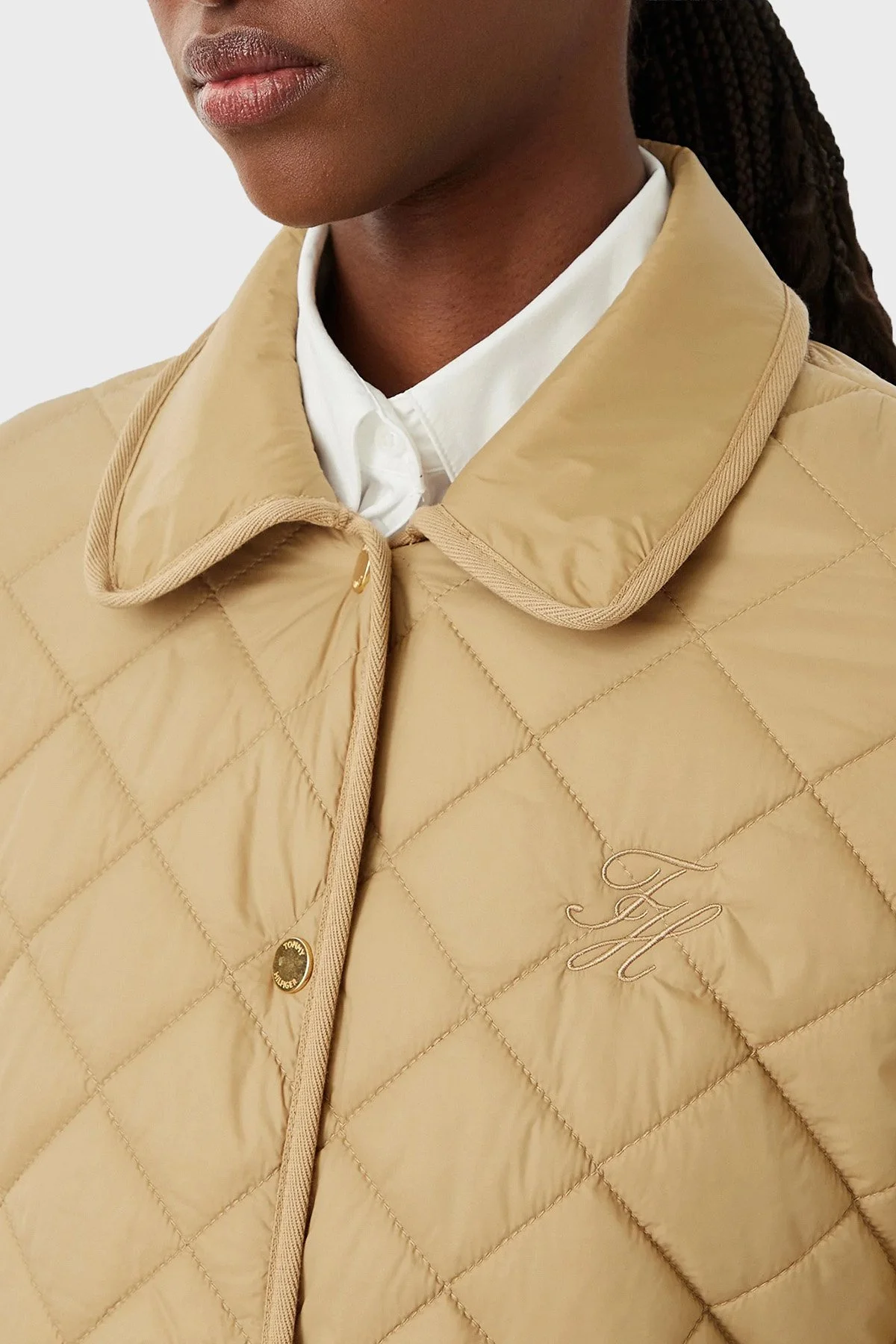 Tommy Hilfiger Slim Fit Uzun Kollu Cepli Çıtçıtlı Kapitone Ceket Kadın Mont WW0WW50936 AEH Camel - 4