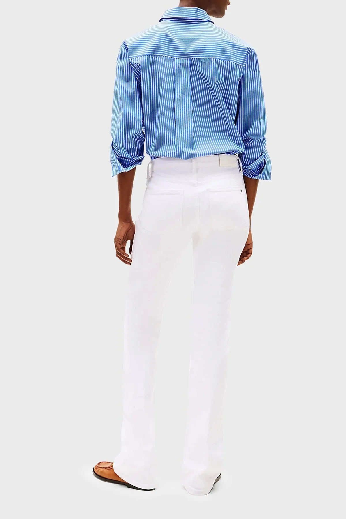 Tommy Hilfiger Streç Pamuklu Bootcut Yüksek Bel Düz Paça Jeans Bayan Kot Pantolon WW0WW44362 YCF BEYAZ - 8