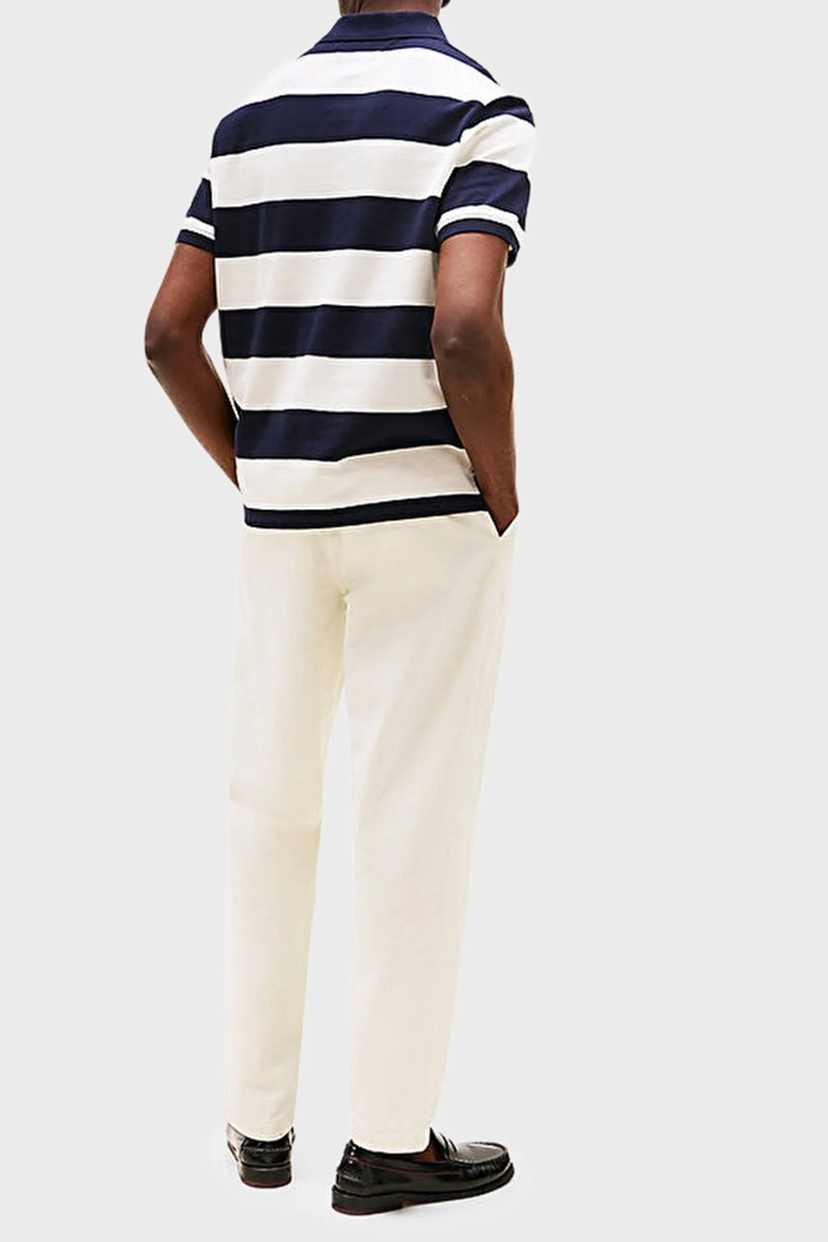 Tommy Hilfiger Streç Pamuklu Çizgili Relaxed Fit Düğmeli Erkek Polo Yaka T Shirt MW0MW39045 0A5 MAVİ-BEYAZ - 3