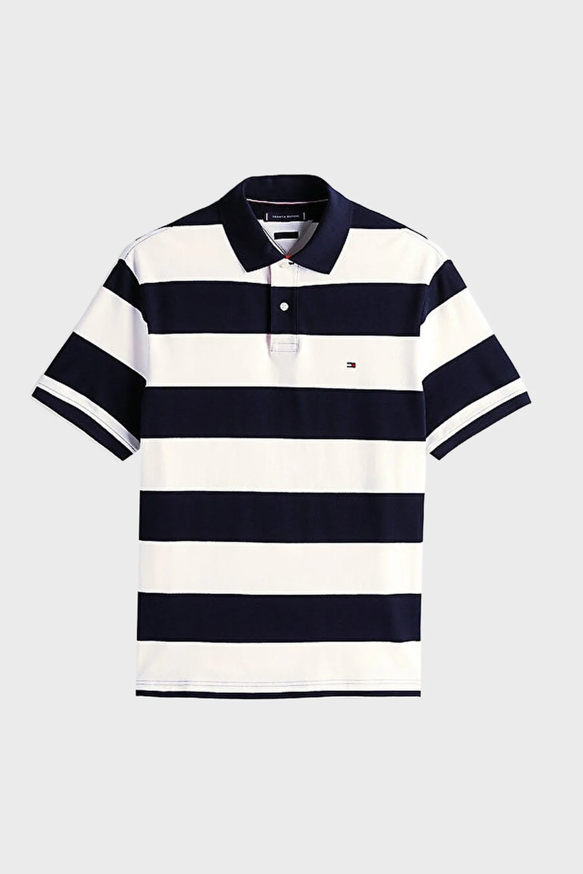 Tommy Hilfiger Streç Pamuklu Çizgili Relaxed Fit Düğmeli Erkek Polo Yaka T Shirt MW0MW39045 0A5 MAVİ-BEYAZ - 4