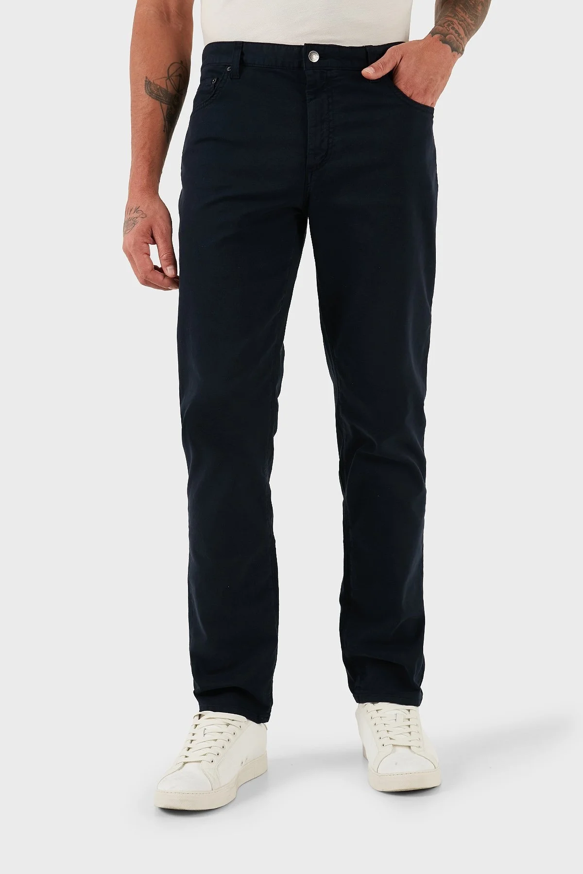 Tommy Hilfiger Streç Pamuklu Comfort Fit Normal Bel Düz Paça Erkek Pantolon MW0MW38810 DW5 LACİVERT - 4