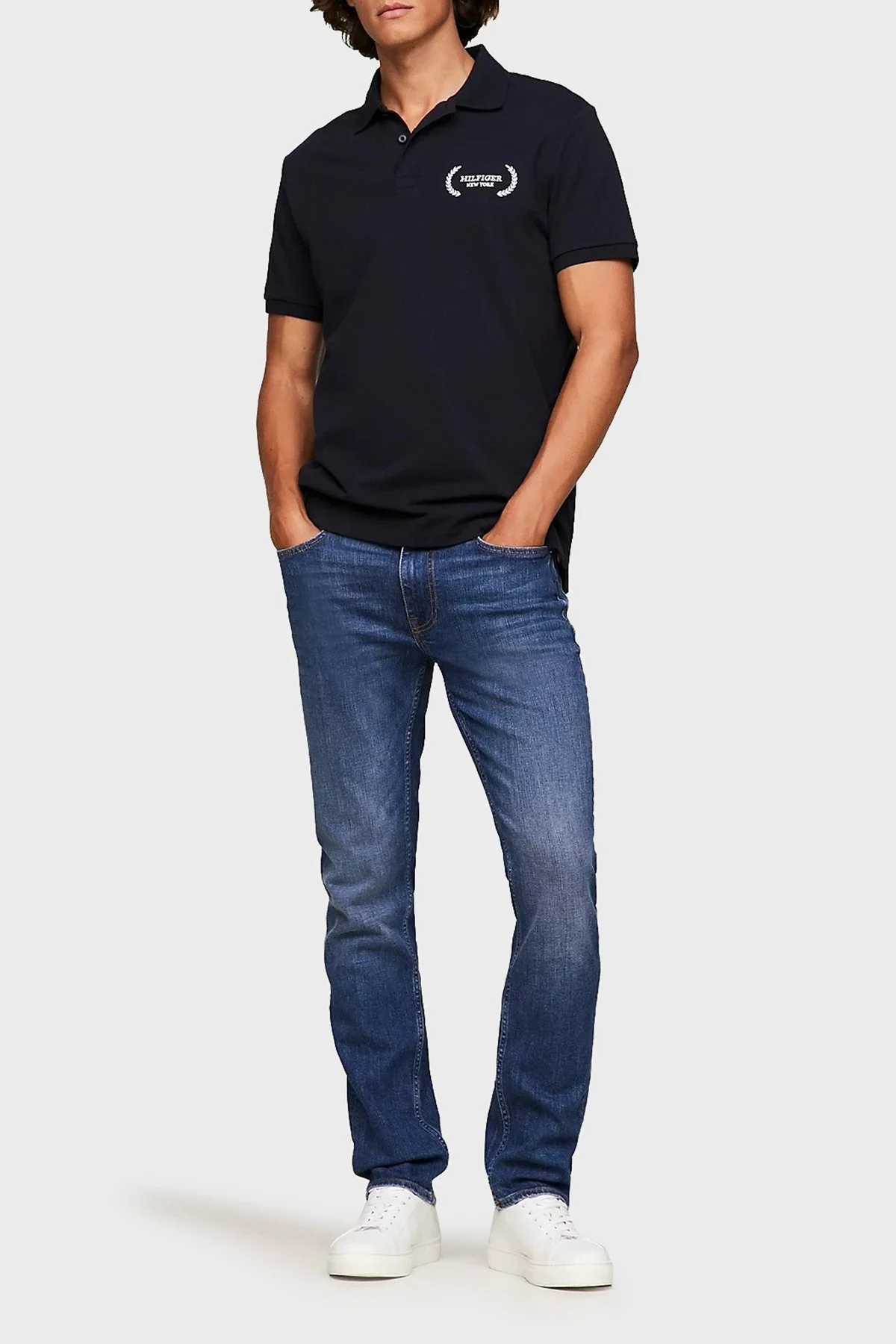 Tommy Hilfiger Streç Pamuklu Denton Fitted Straight Faded Jeans Erkek Kot Pantolon MW0MW33945 1A7 MAVİ - 2