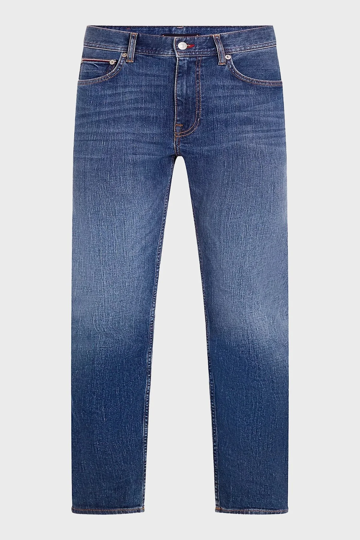 Tommy Hilfiger Streç Pamuklu Denton Fitted Straight Faded Jeans Erkek Kot Pantolon MW0MW33945 1A7 MAVİ - 5